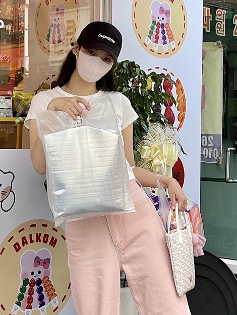 Adidas Yeezy Slide Onyx, Goyard Poitiers Claire-Voie Bag Powder Pink 착용 스타일 - 5