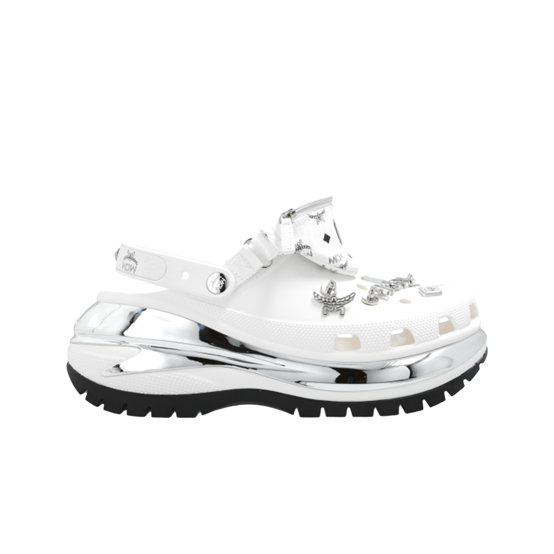 크록스 x MCM 메가 크러쉬 클로그 화이트 (벨트백 브레이슬릿 포함)(Crocs x MCM Mega Crush Clog White (With Belt Bag Bracelet))