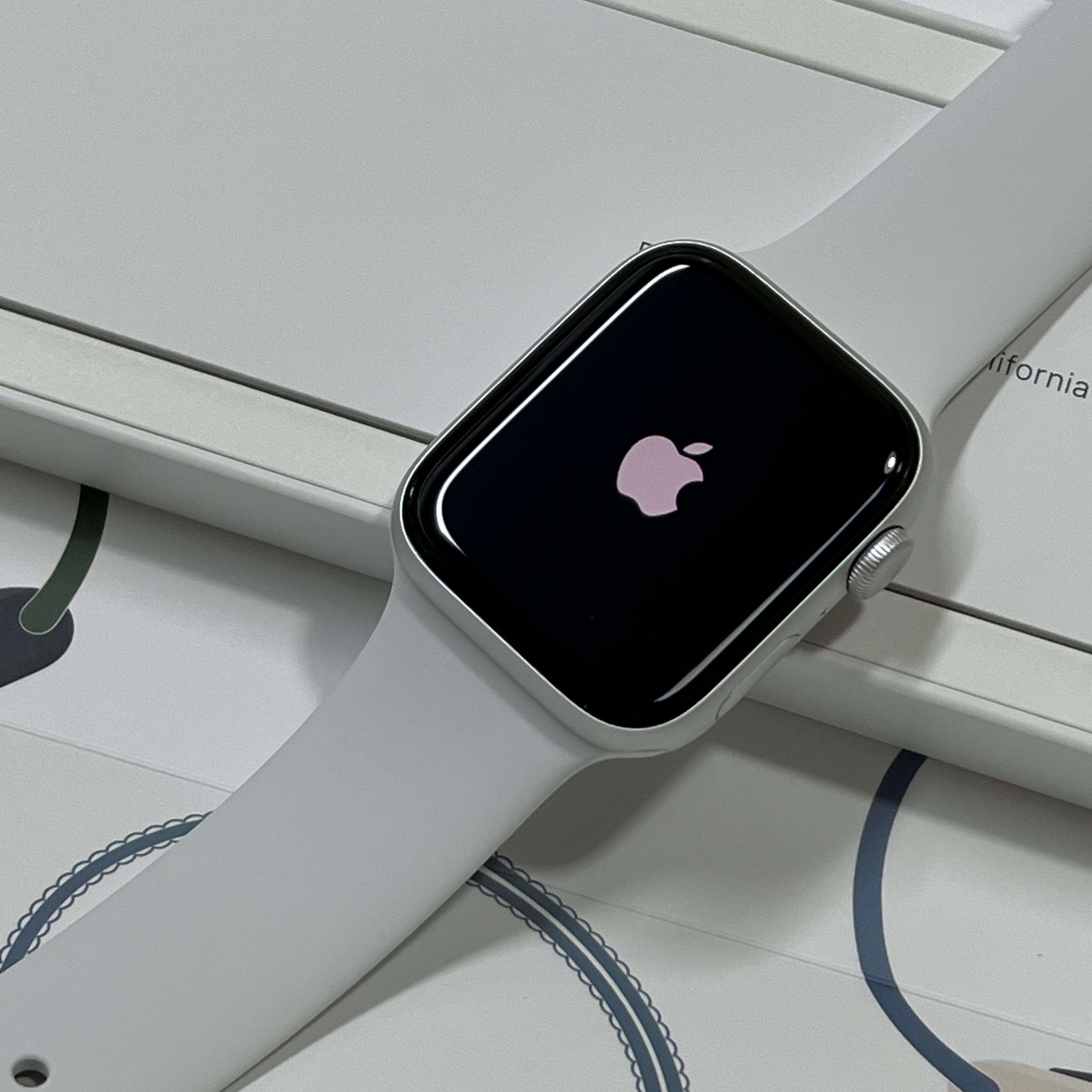 Apple Watch SE 44mm GPS Silver Aluminum Case with Sport Band White (Korean Ver.) 착용 스타일