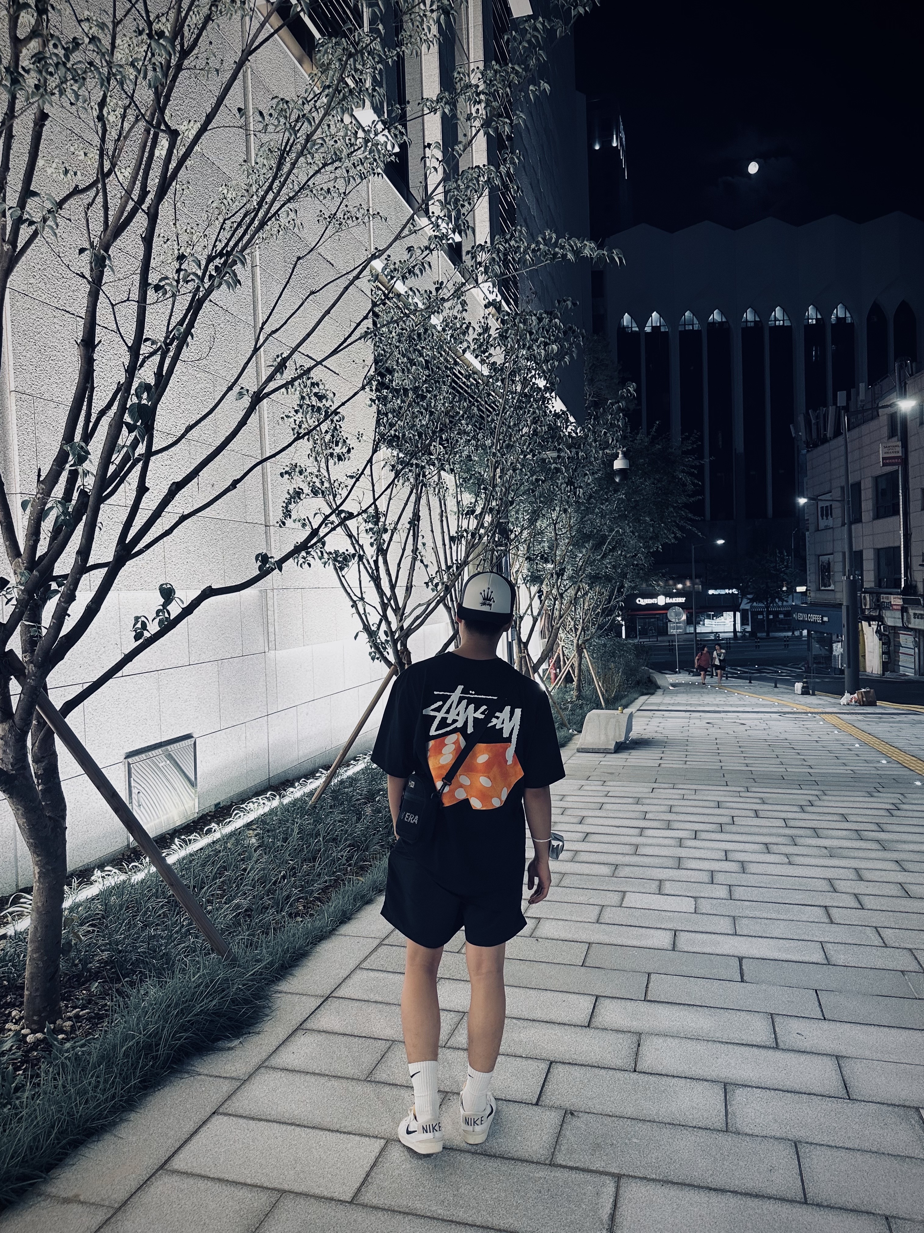 Stussy Diced Out T-Shirt Black, Stussy Crown Stock Trucker Cap Black 착용 스타일