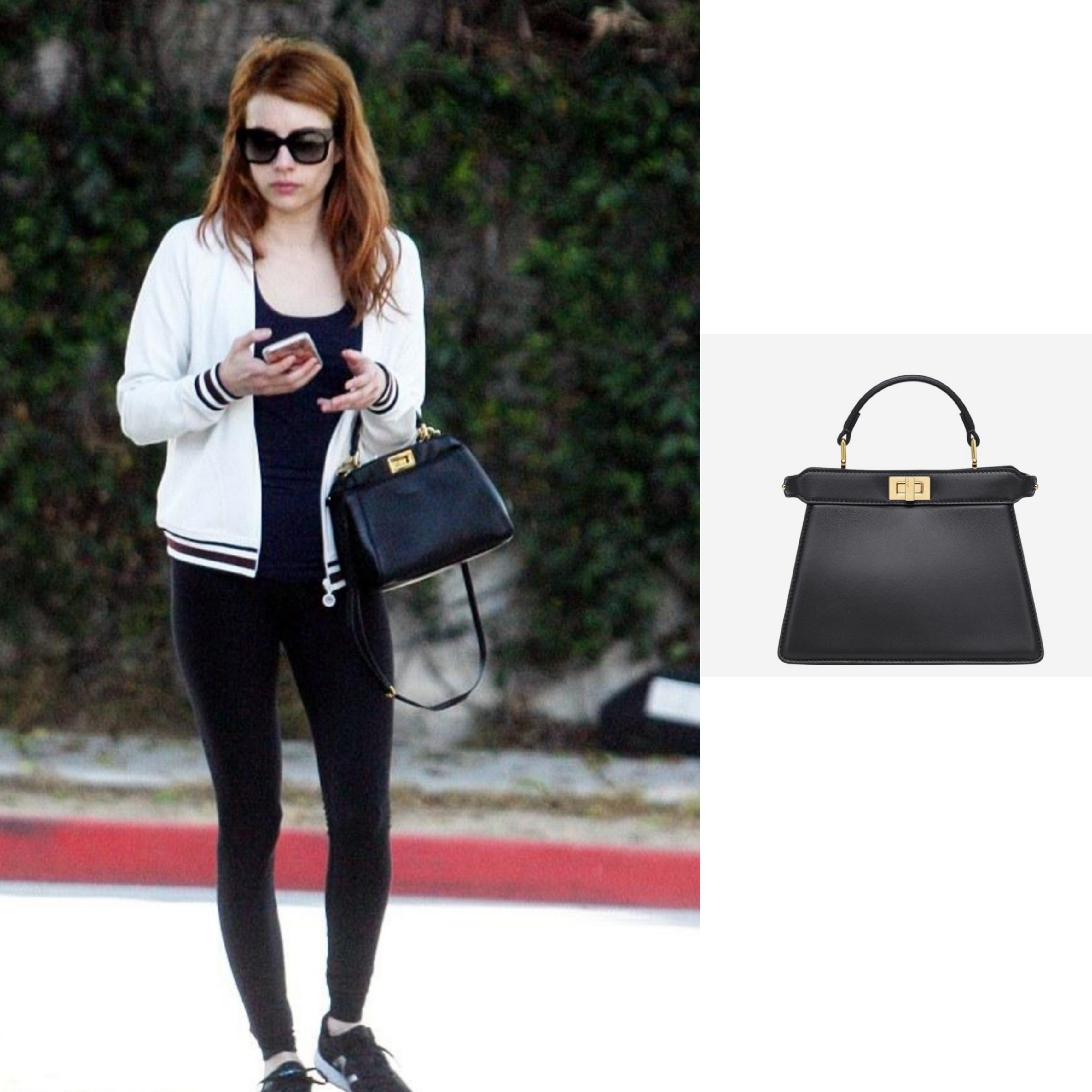 Fendi Peekaboo Iseeu Padded Nappa Leather Petite Bag Black 착용 스타일