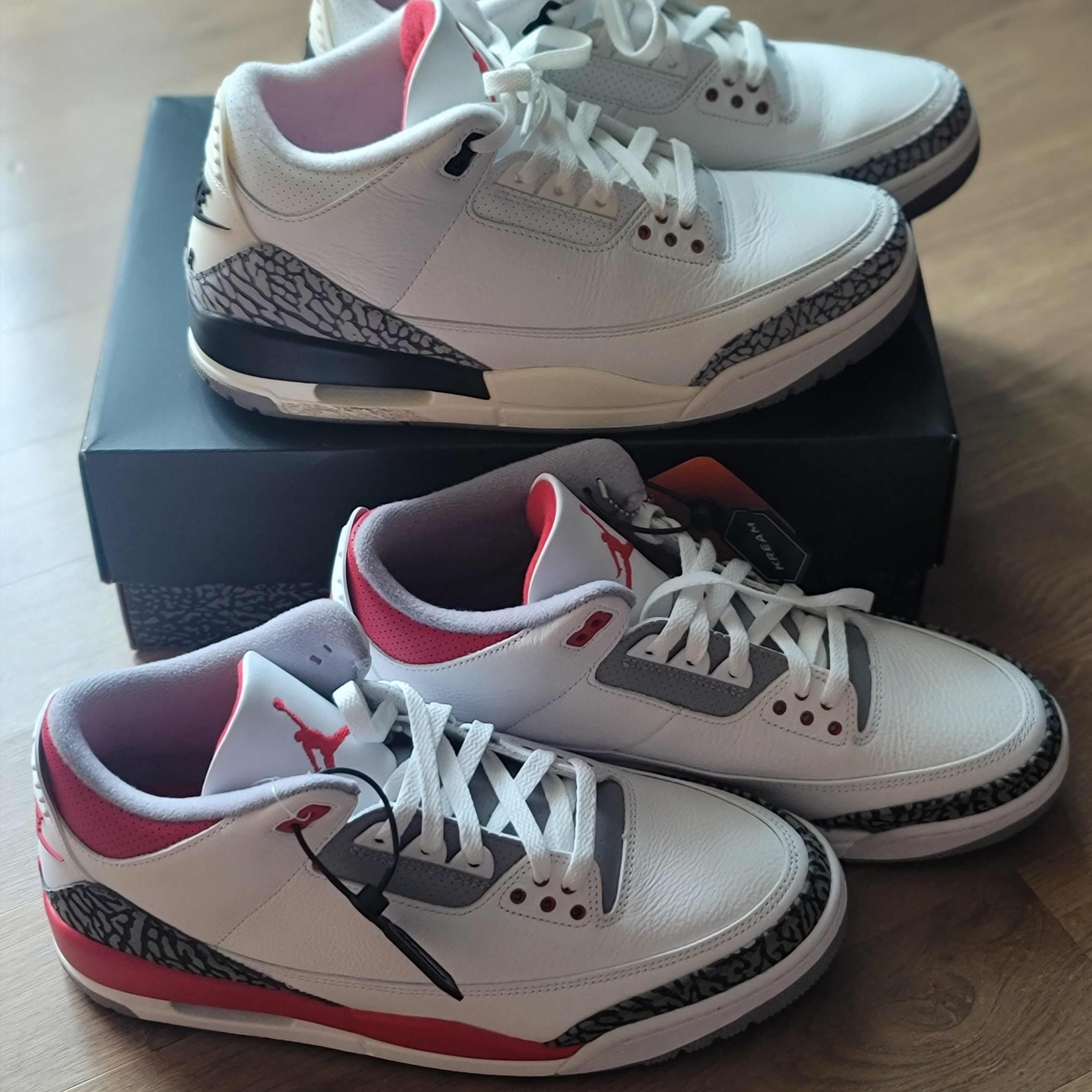 Jordan 3 Retro Fire Red 2022, Jordan 3 Retro White Cement Reimagined 착용 스타일 - 1