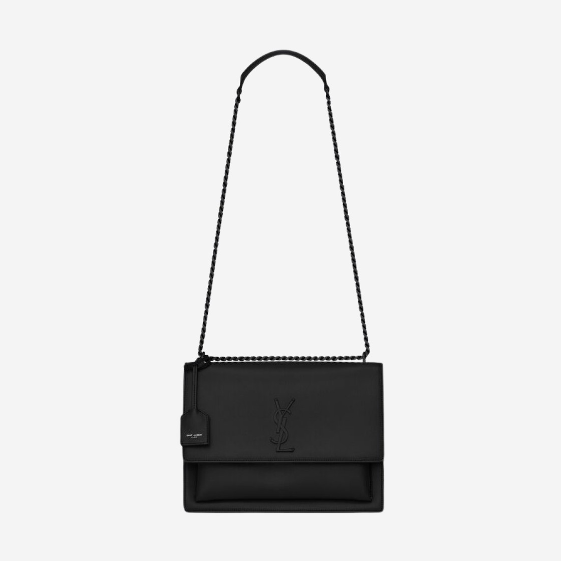 Saint Laurent Sunset Large Chain Bag in Smooth Leather Noir 상세 이미지 1