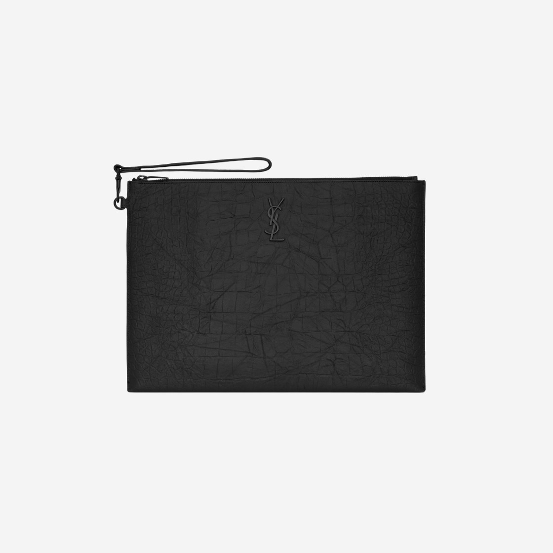 Saint Laurent Cassandre Document Holder in Crocodile-Embossed Leather Noir 상세 이미지 1