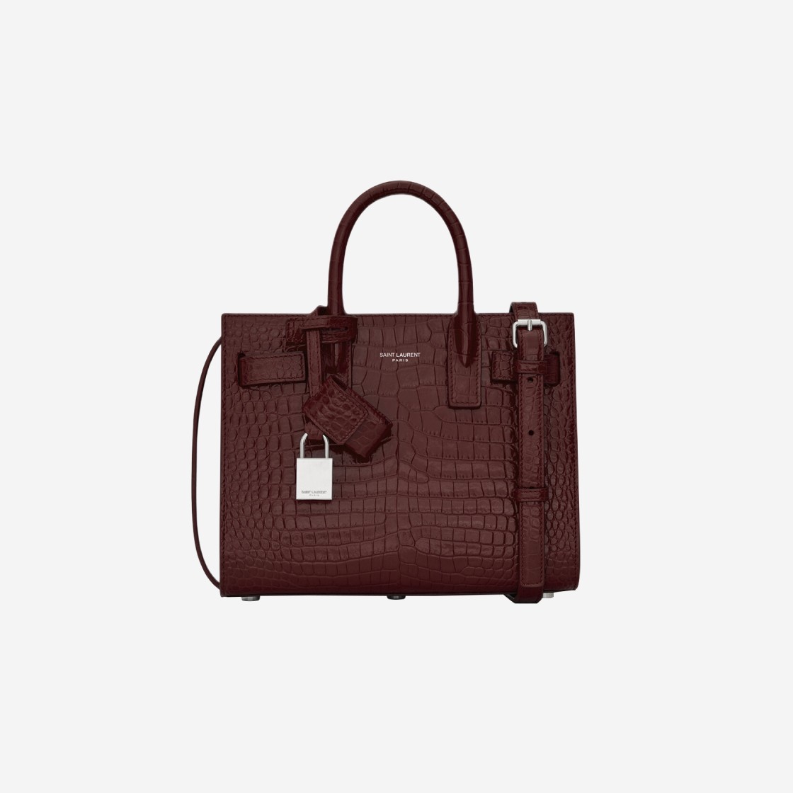 Saint Laurent Sac De Jour Nano in Embossed Crocodile Shiny Leather Rouge Legion 상세 이미지 1