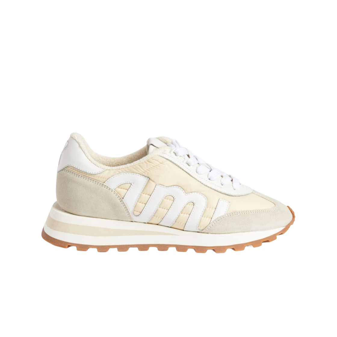 USN009-AW0007-150 AMI Logo-Patch Panelled Low-Top Trainers Off White
