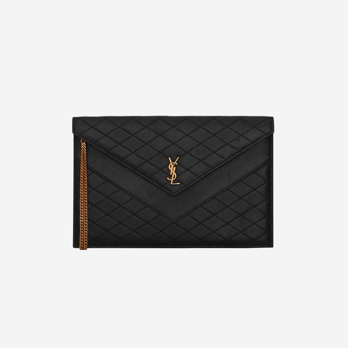 Saint Laurent Gaby Double-Flap Chain Pouch in Lambskin Noir 상세 이미지 1