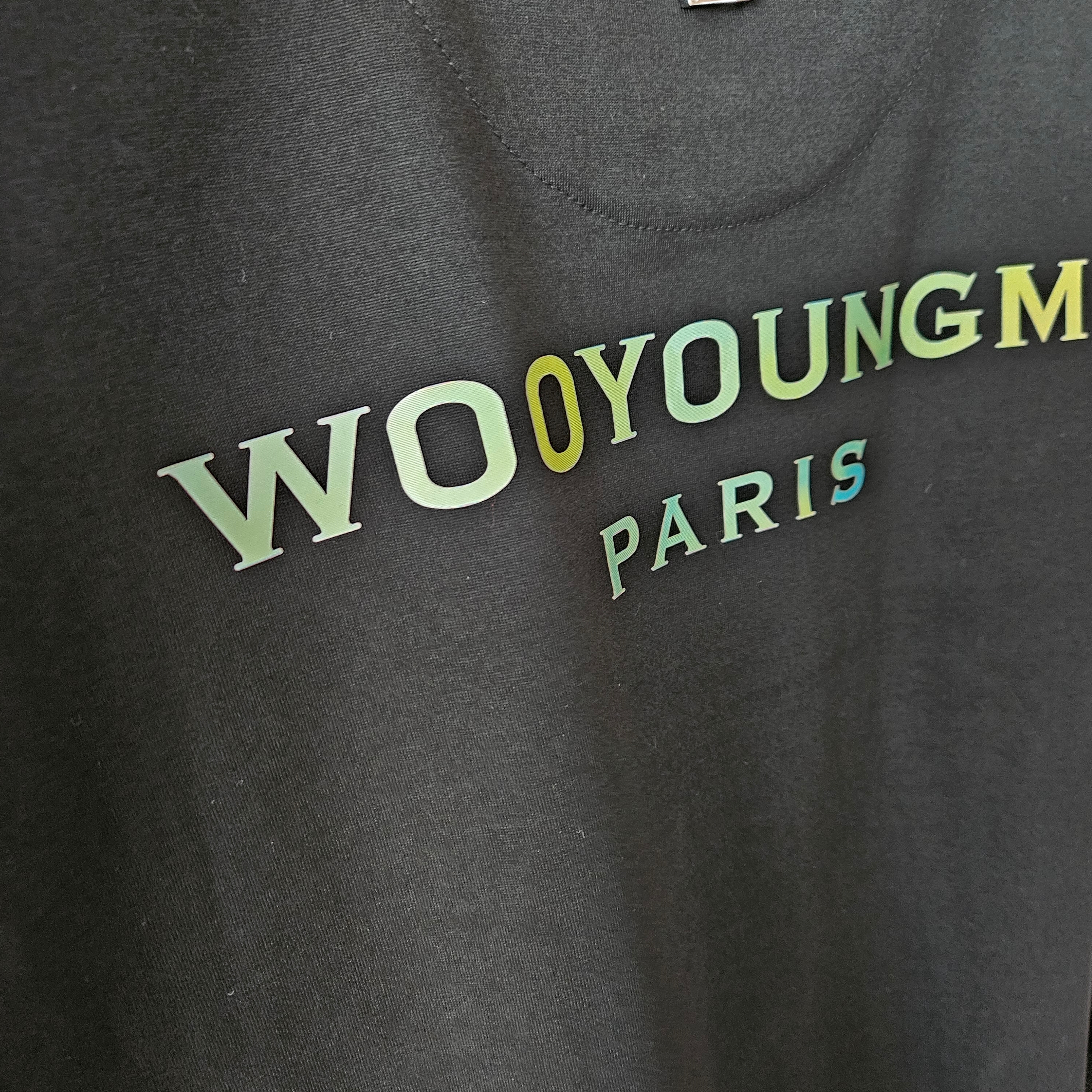 Wooyoungmi Cotton Lenticular Back Logo T-shirt Black - 23SS 착용 스타일 - 2