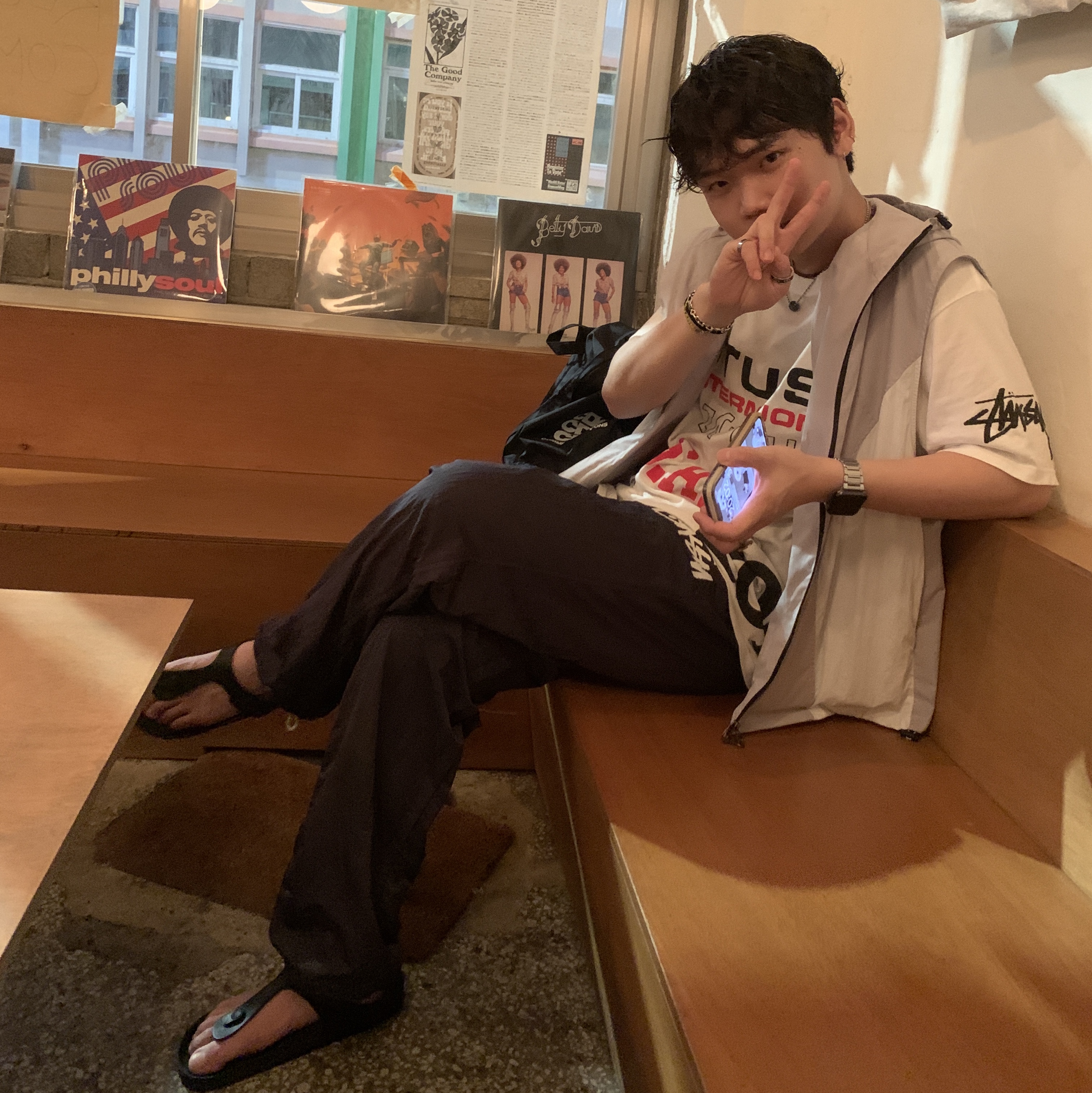 Stussy x Cactus Plant Flea Market USA 2019 T-Shirt White, Nike x Stussy Beach Pants Off Noir 착용 스타일
