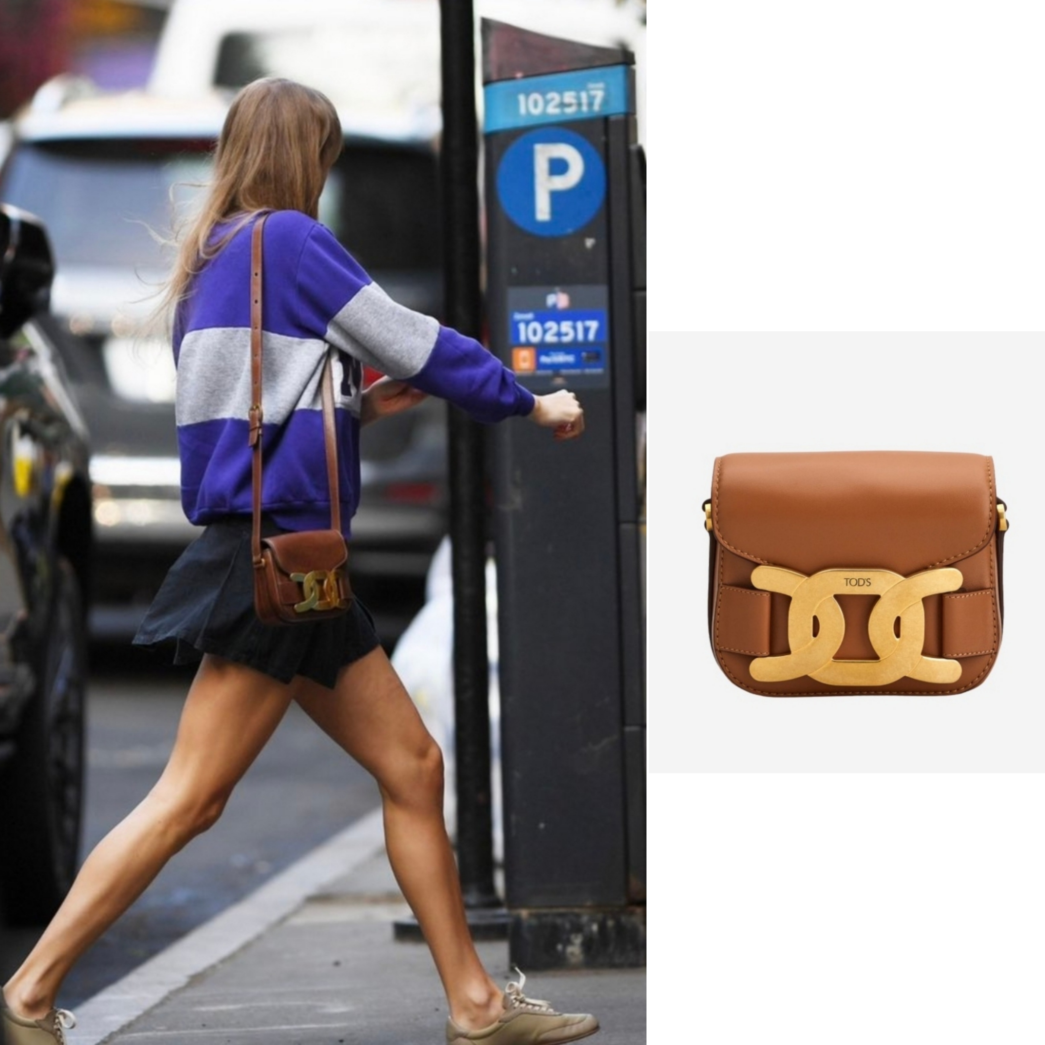 Tod's Leather Crossbody Bag Mini Brown 착용 스타일