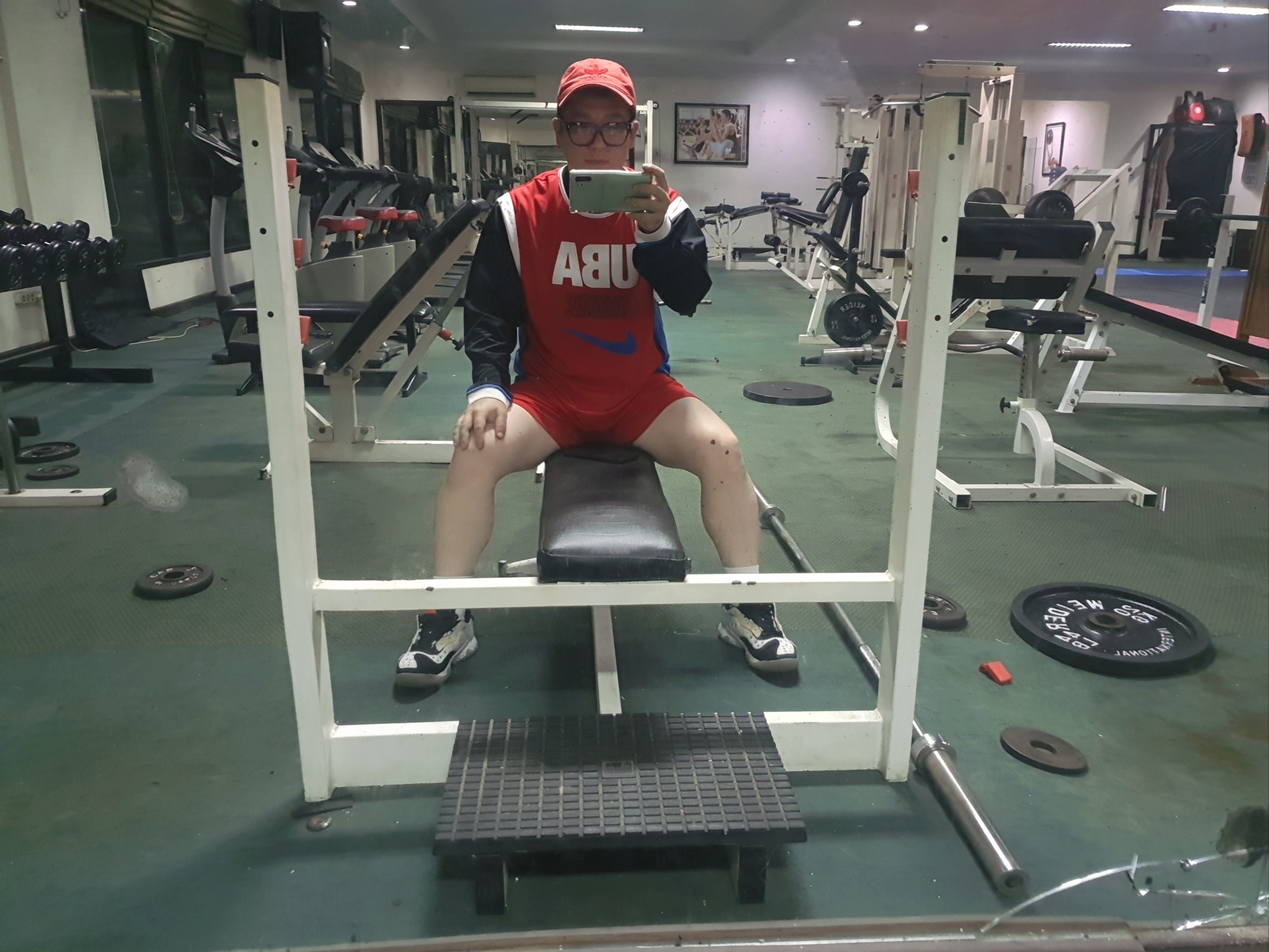 Nike x Undercover NRG Long Sleeve Shooting Top Red Black - Asia, Nike x Undercover NRG Mesh Shorts Red Black - Asia 착용 스타일