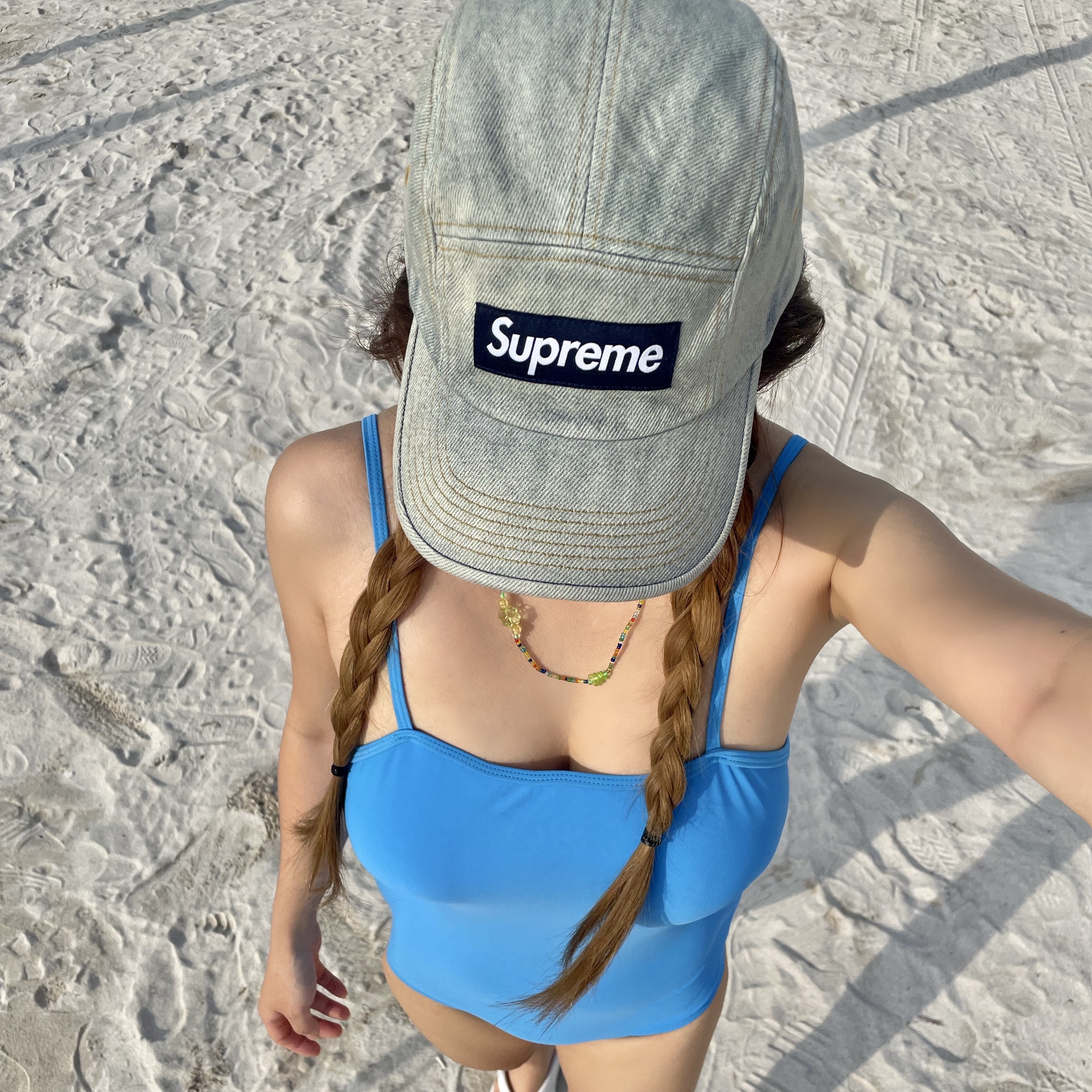 Supreme Denim Camp Cap Dirty Indigo - 23SS 착용 스타일