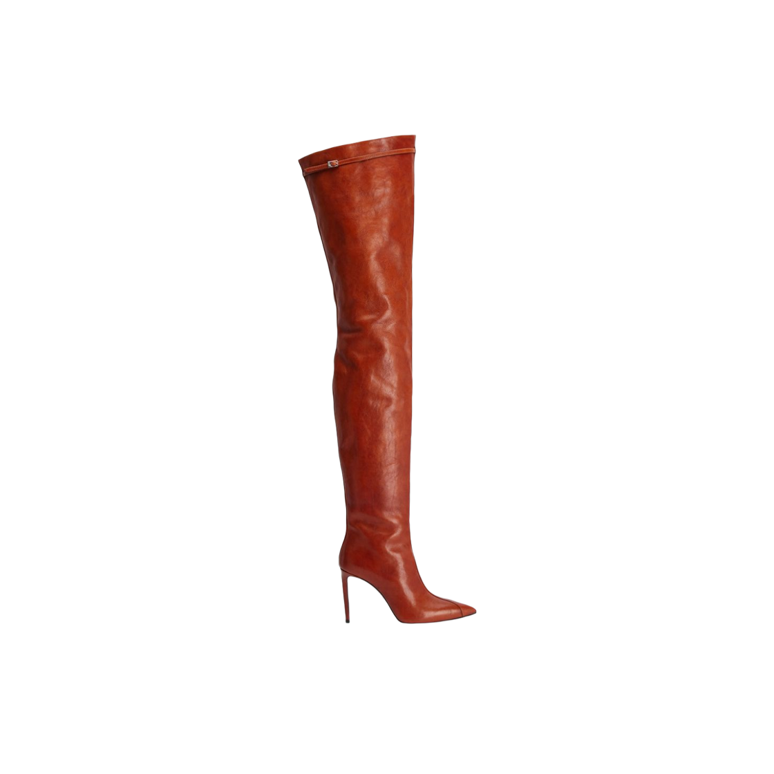 (W) 아미 버클 오버 더 니 부츠 꼬냑((W) AMI Buckled Over The Knee Boots Cognac) - 1