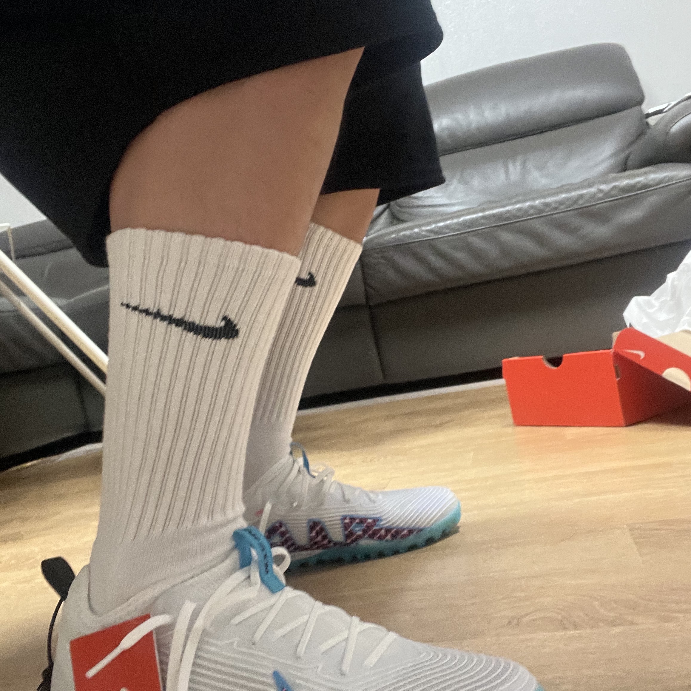 Nike Zoom Mercurial Vapor 15 Pro TF White Baltic Blue 착용 스타일 - 2