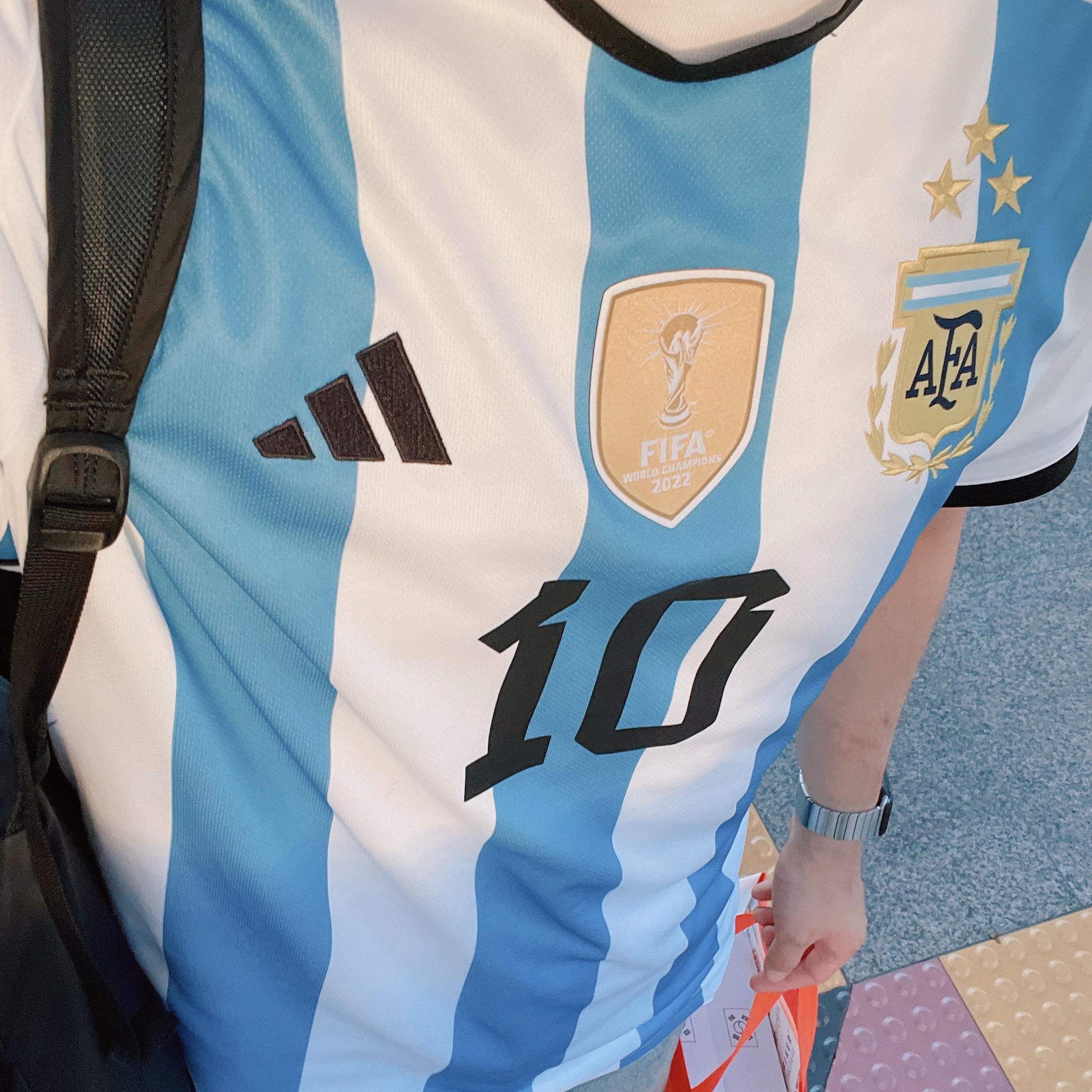 Adidas Argentina Home Jersey 2022 Winners 3-Star White Light Blue - KR Sizing (Non Marking Ver.) 착용 스타일