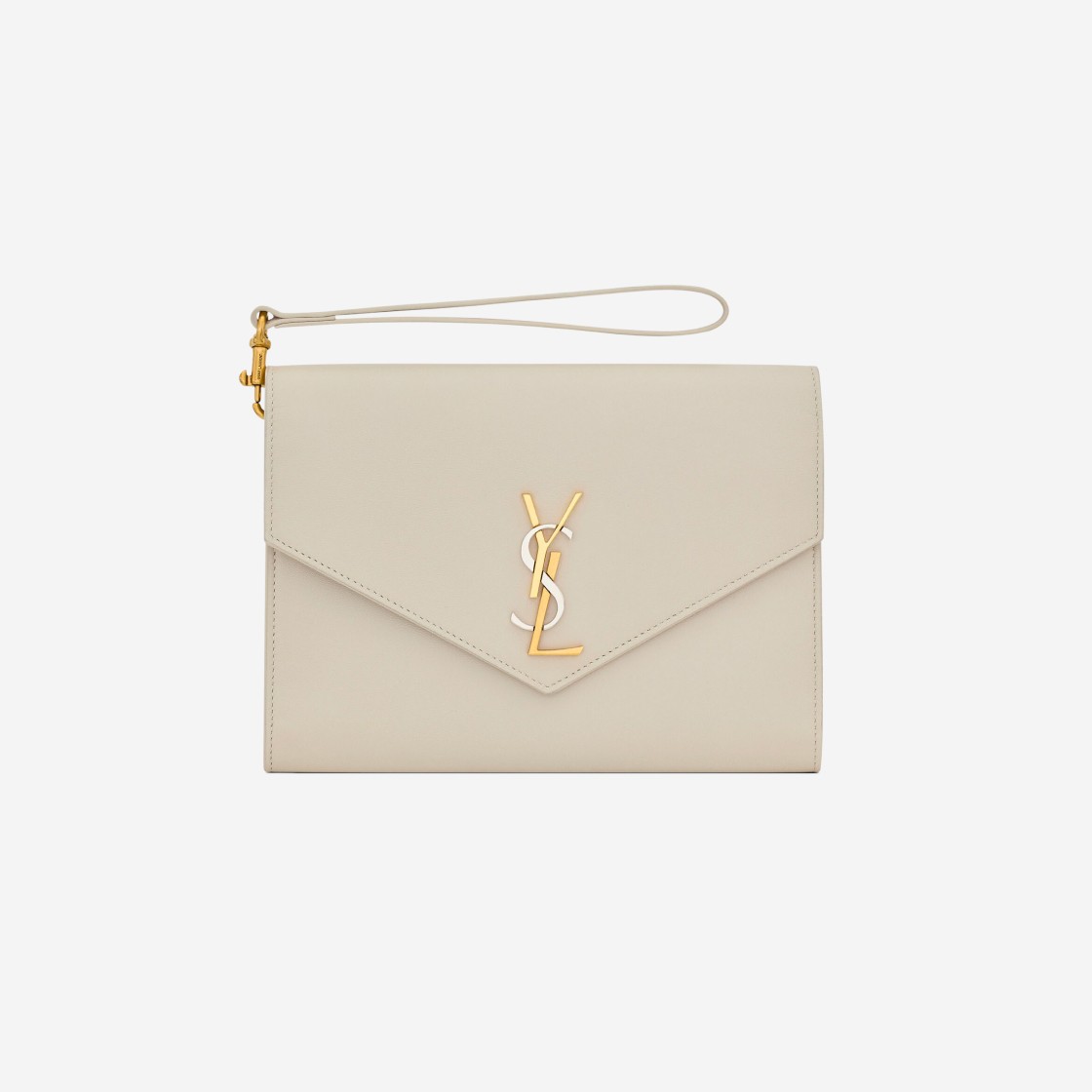 Saint Laurent Cassandre Flap Pouch In Smooth Leather Blanc Vintage 상세 이미지 1