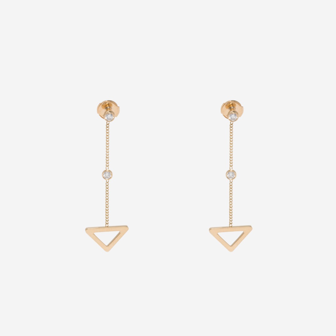 (W) Prada Eternal Gold Cut Out Drop Earrings in Yellow Gold with Diamonds Gold White 상세 이미지 1