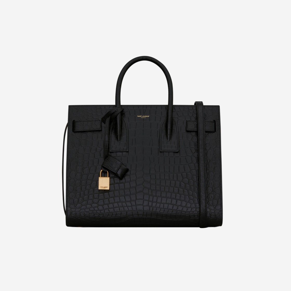 Saint Laurent Sac De Jour Small in Crocodile-Embossed Matte Leather Black 상세 이미지 1