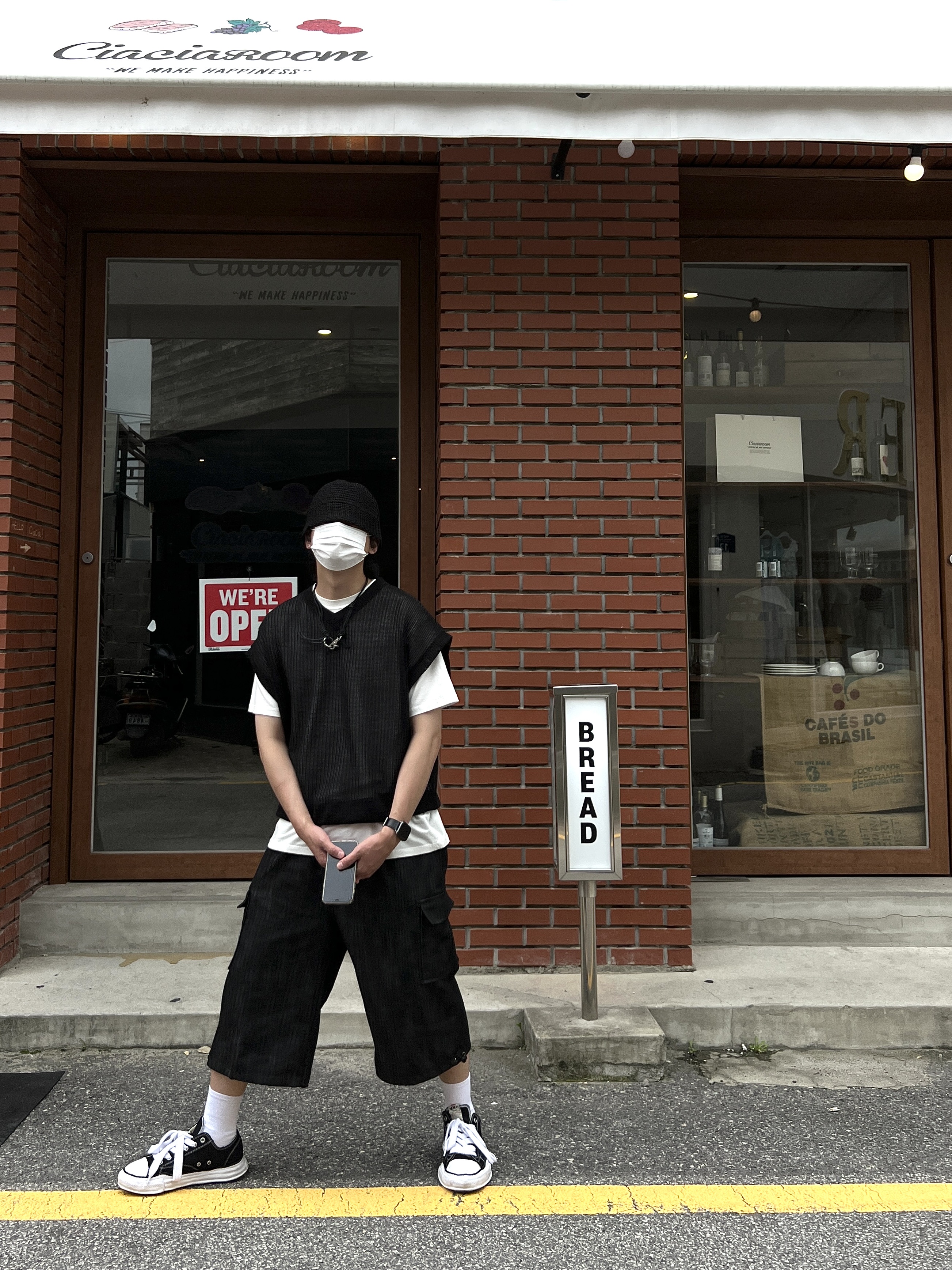 Maison Mihara Yasuhiro Peterson OG Sole Canvas Low Sneakers Black 착용 스타일 - 1