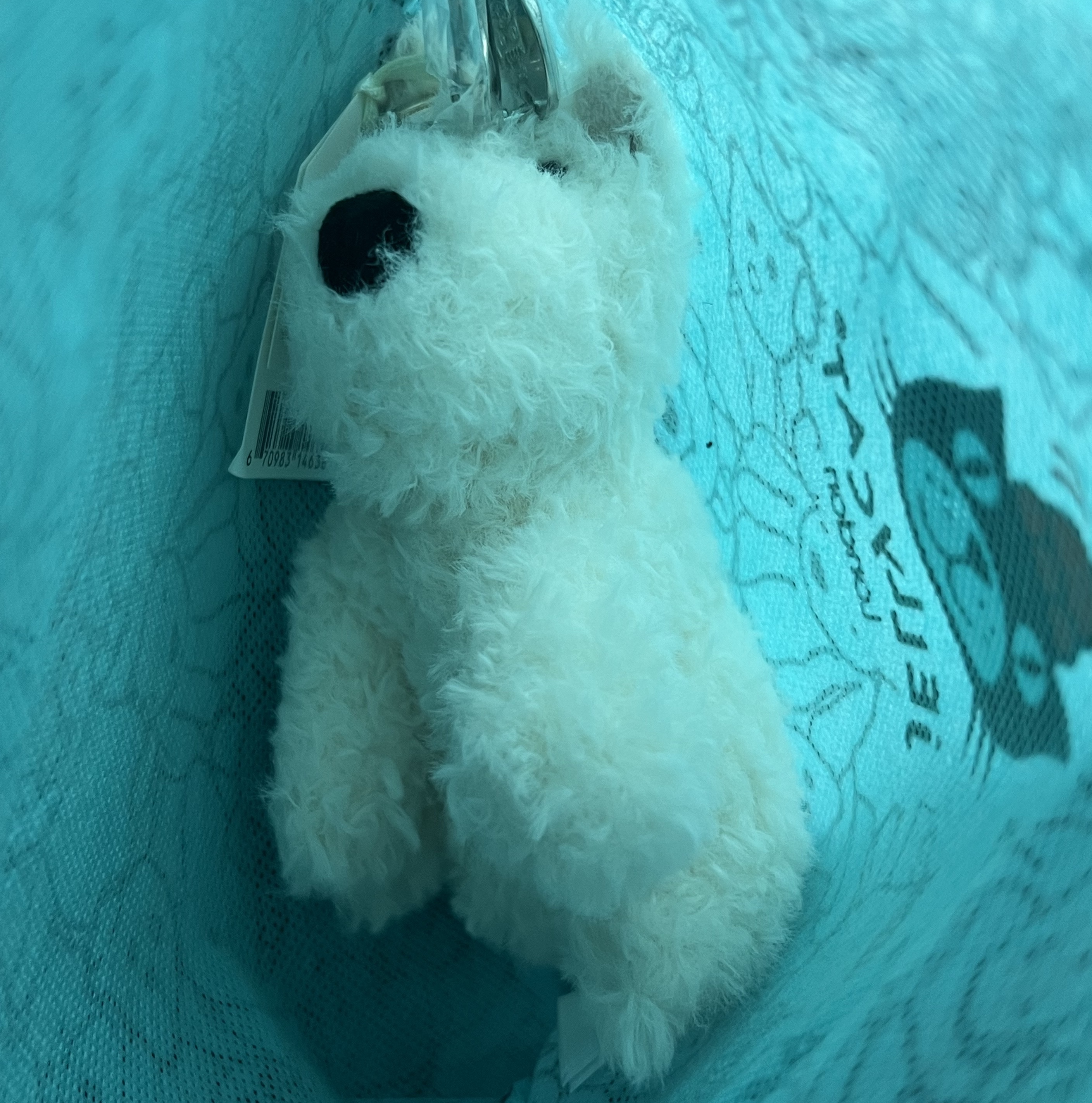 Jellycat Munro Scottie Dog Bag Charm Cream 착용 스타일 - 2