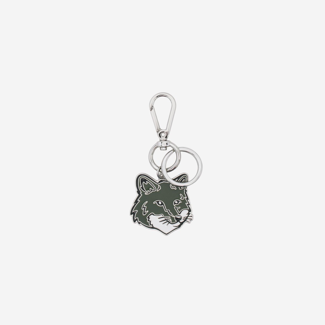 Maison Kitsune Bold Fox Head Metal Keyring Military Green 상세 이미지 1