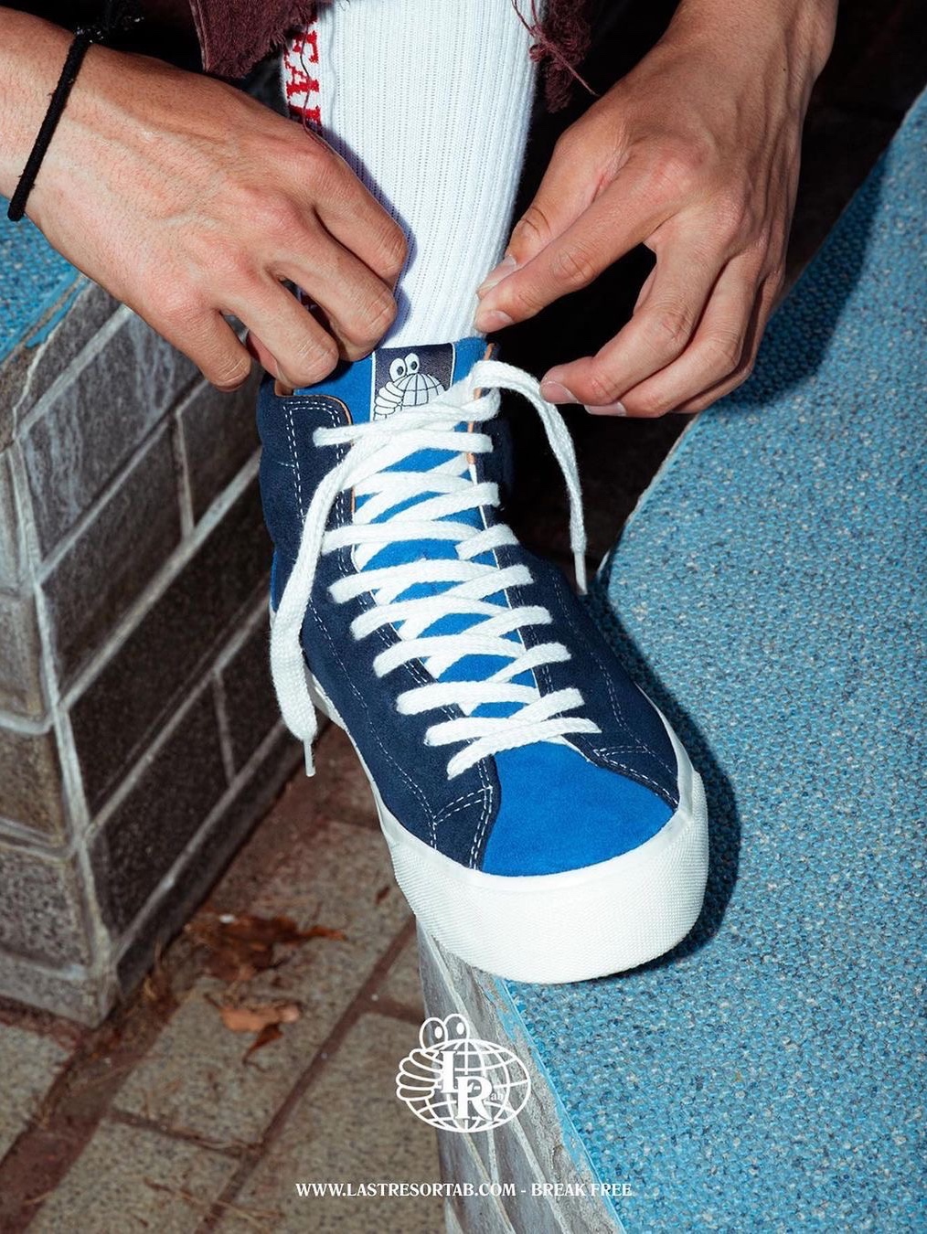 Last Resort AB vm003 Suede Hi Duo Blue White 착용 스타일 - 1