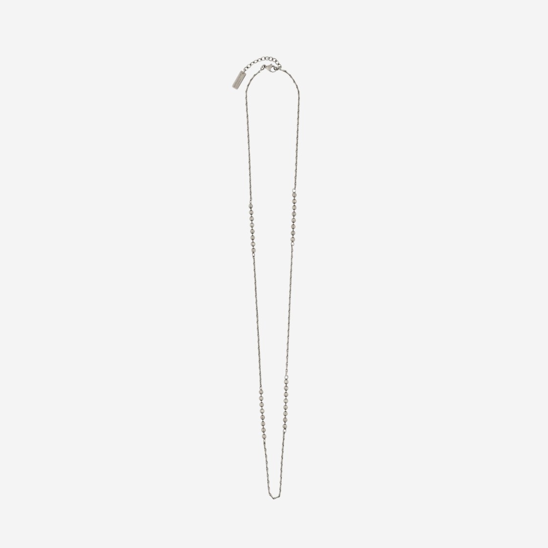 Saint Laurent Ball And Wheat Chain Necklace In Metal Oxidized Silver 상세 이미지 1