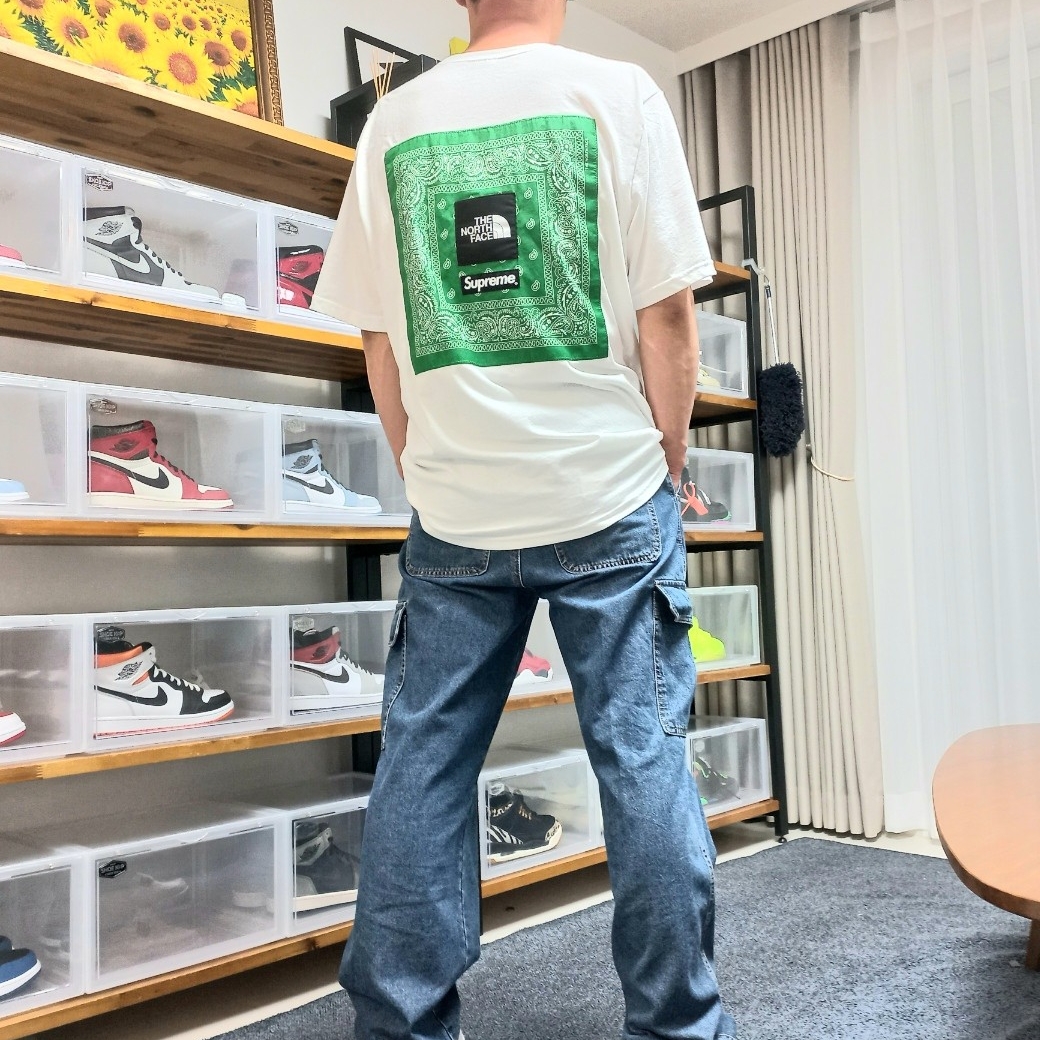 Jordan 4 x Nike SB Retro SP Pine Green, Supreme x The North Face Bandana T-Shirt White - 22SS 착용 스타일 - 2