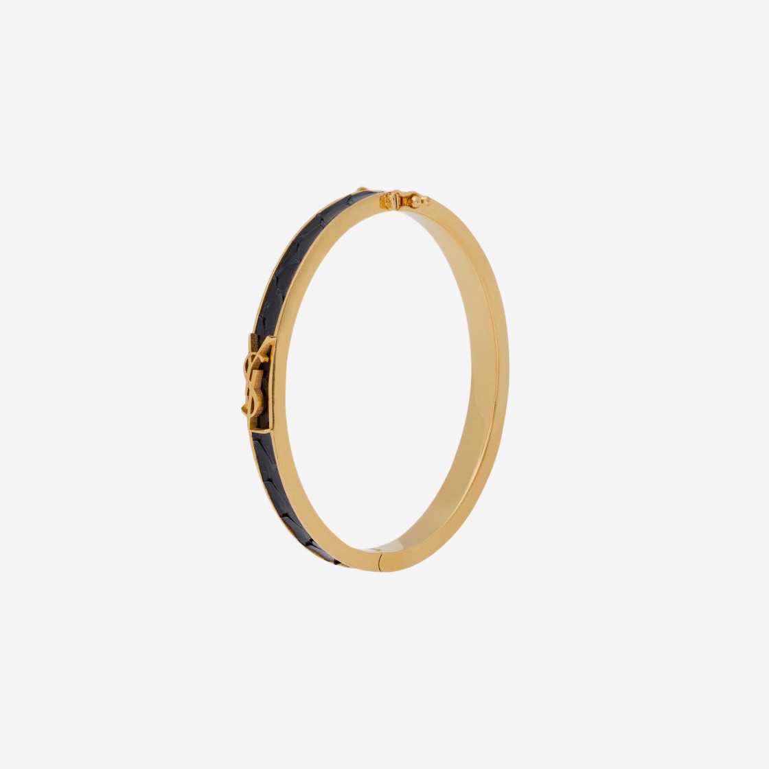 (W) Saint Laurent Opyum Bracelet In Python And Metal Black And Antique Gold 상세 이미지 1