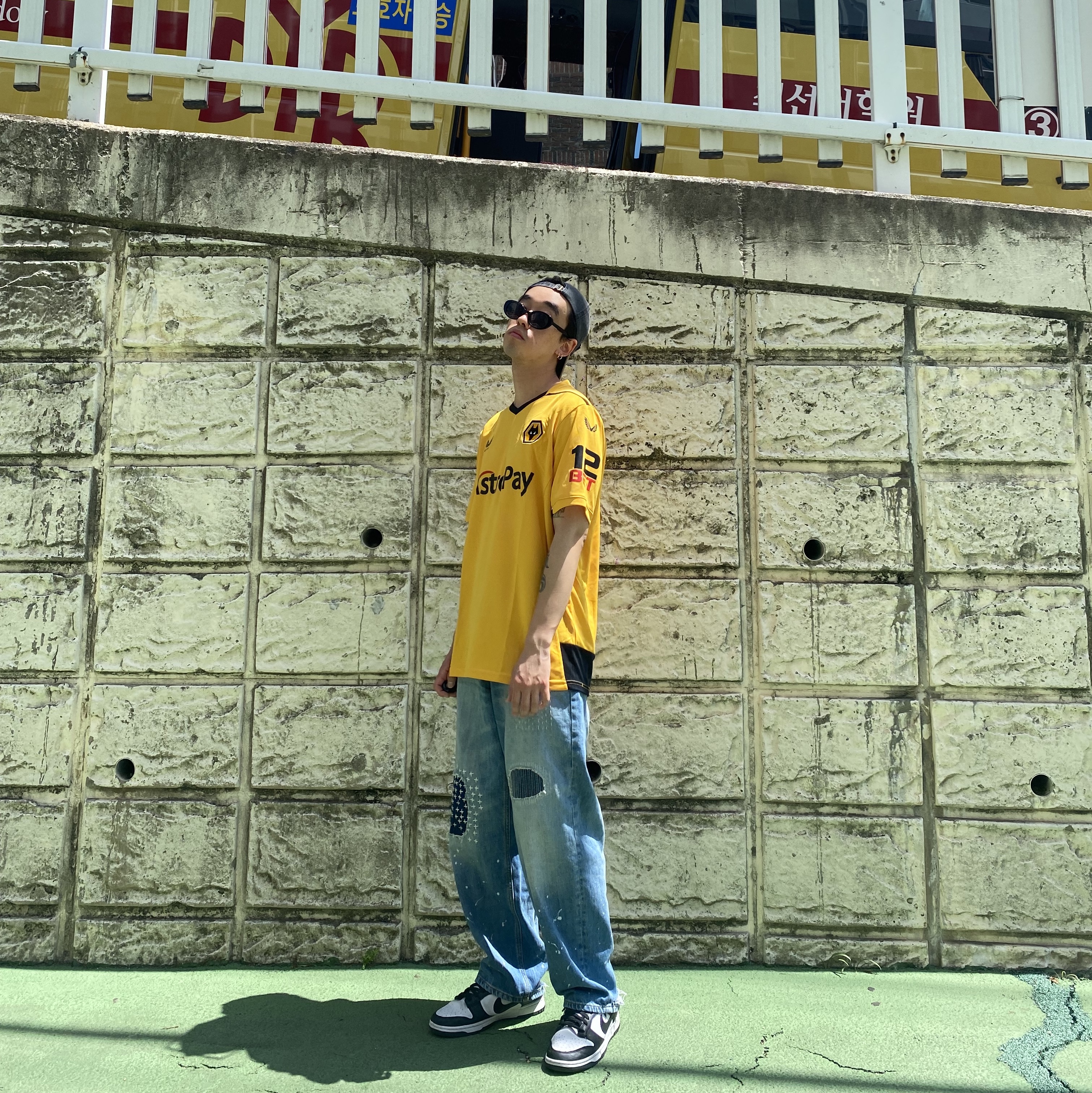 Zara x Ader Error Patchwork Jeans Blue 착용 스타일