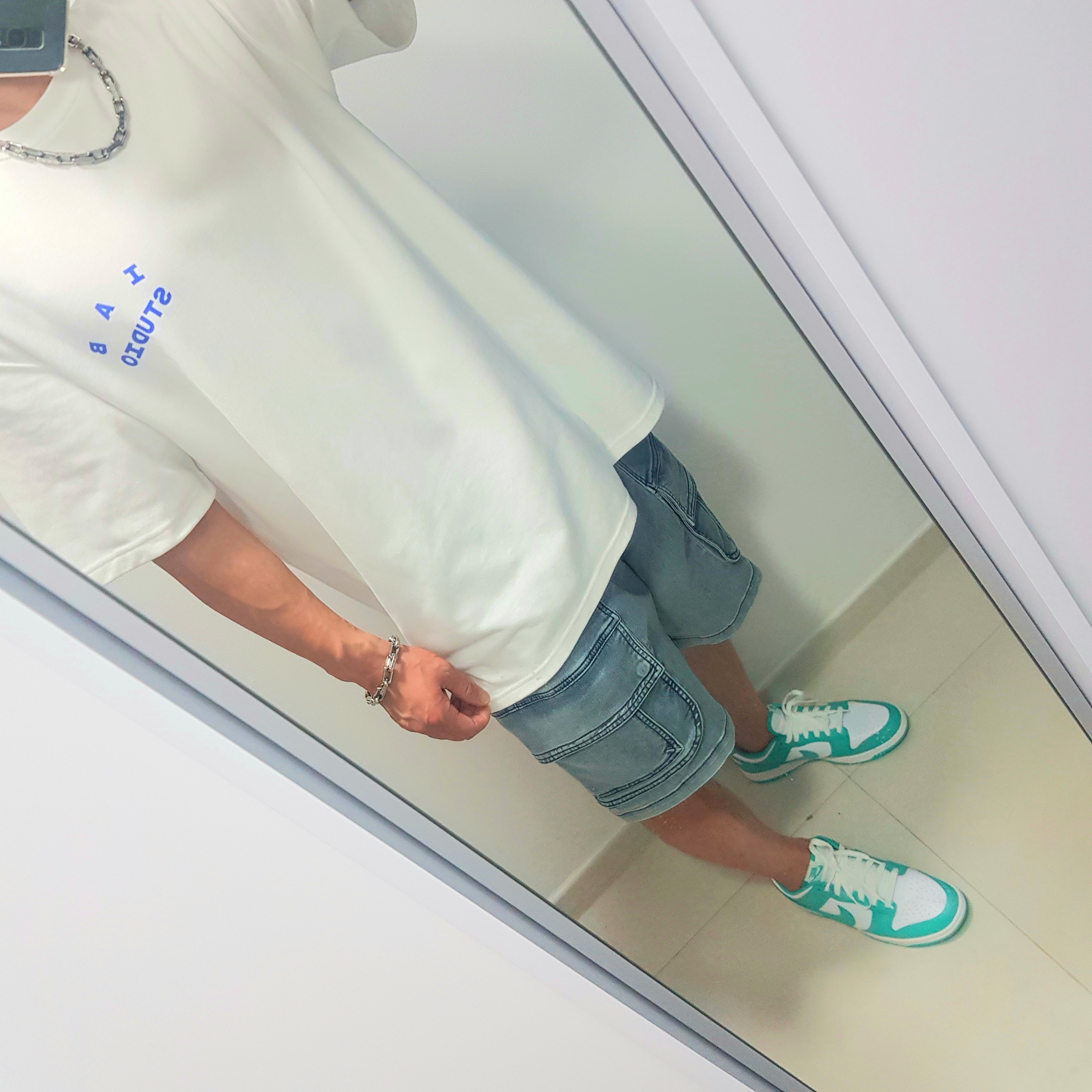 Nike Heritage 86 Futura Washed Cap Spring Green, (W) Nike Dunk Low Green Glow 착용 스타일 - 2