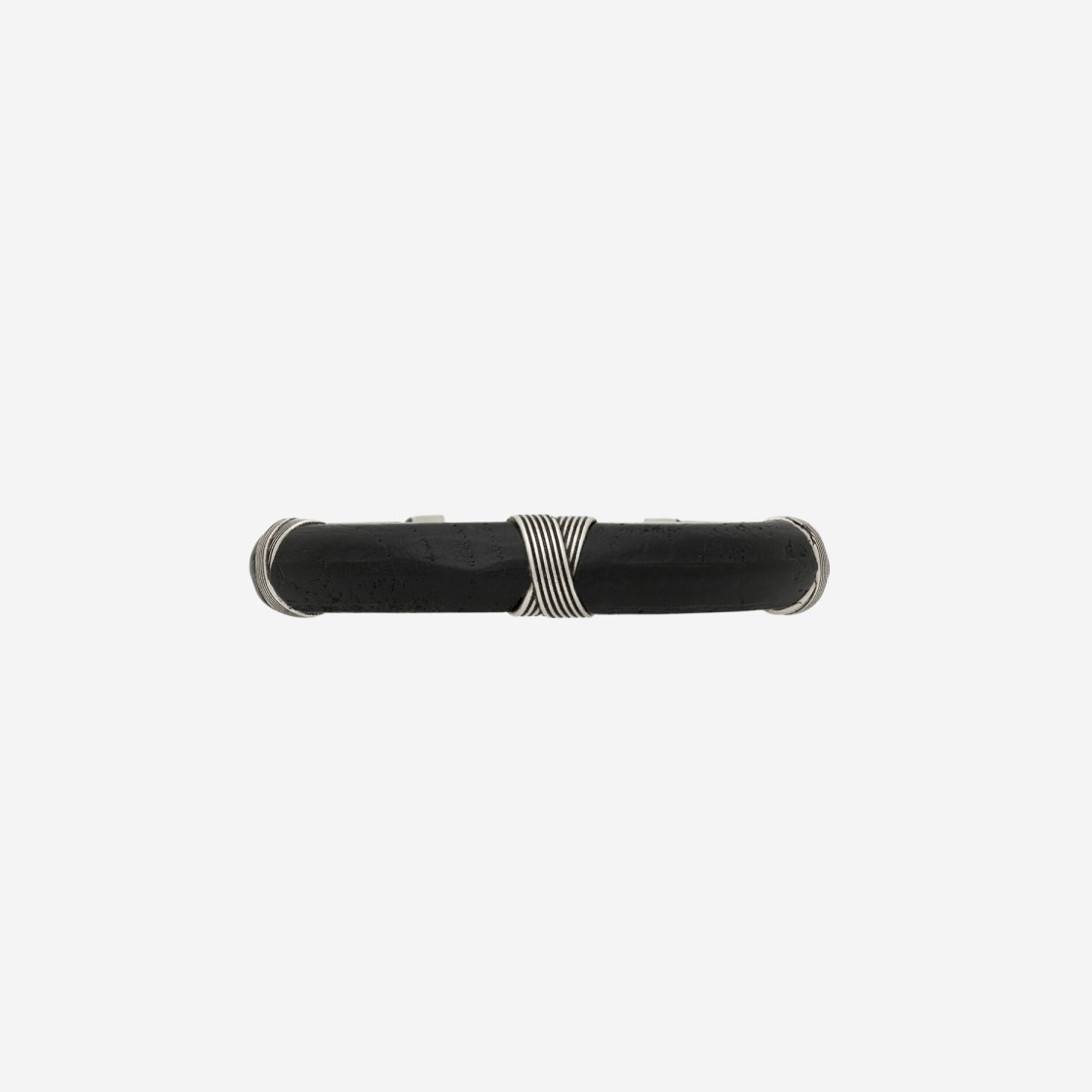 Saint Laurent Vintage Bracelet In Metal And Wood Oxidized Silver And Black 상세 이미지 1