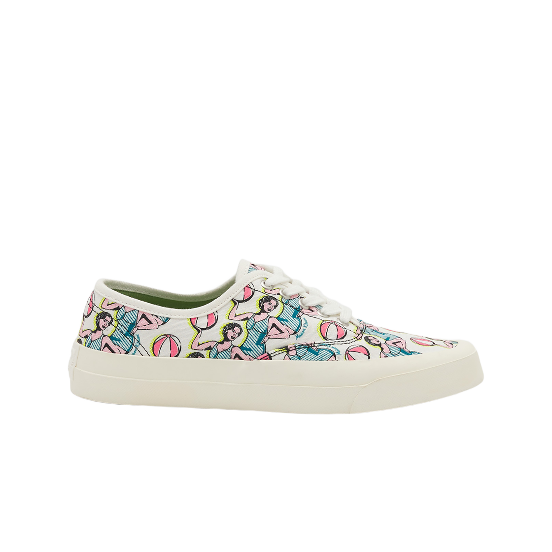 메종 키츠네 댄싱 걸 캔버스 레이스 스니커즈 멀티코 디자인(Maison Kitsune Dancing Girls Canvas Laced Sneakers Multico Design)
