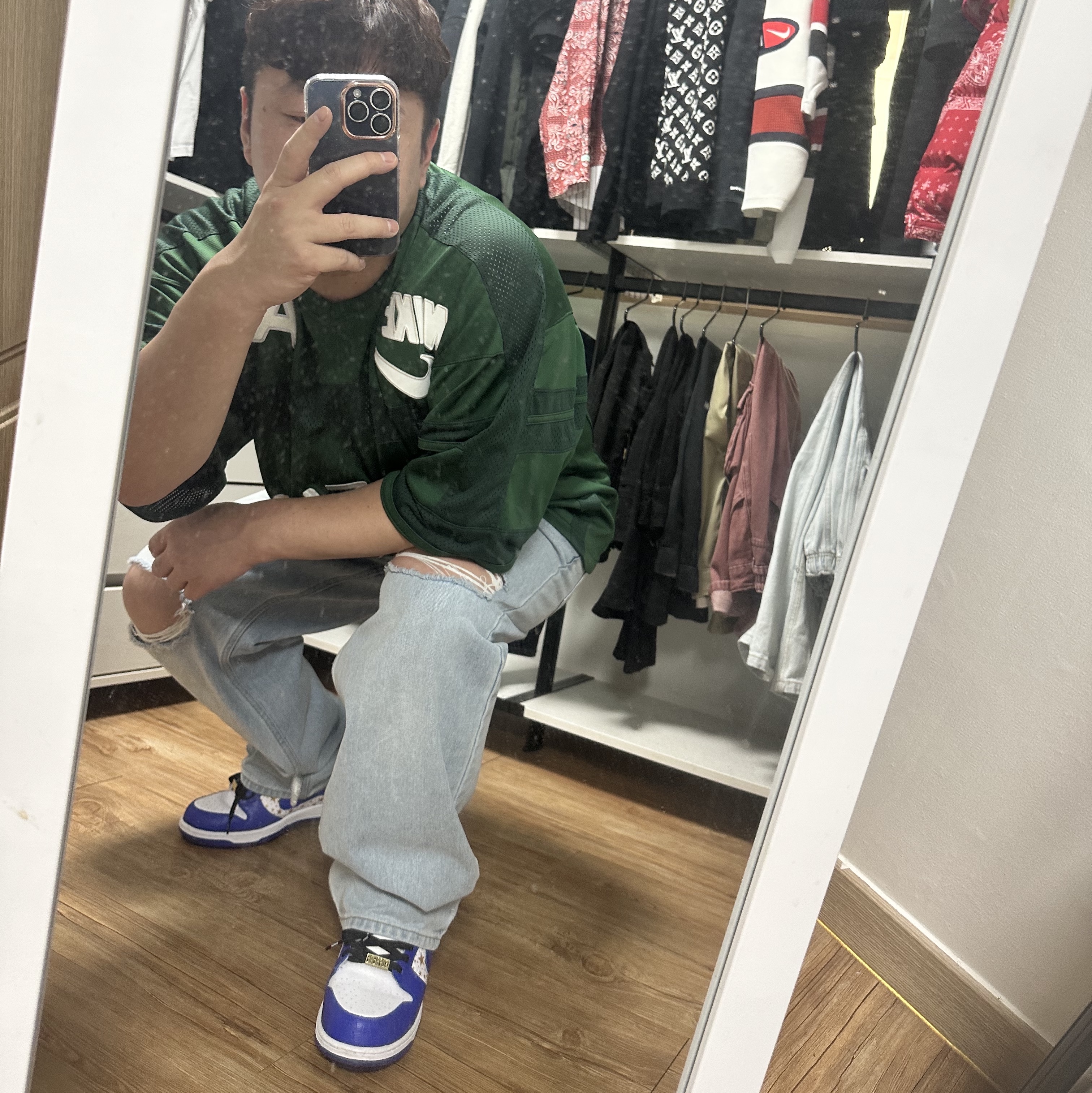 Nike x Supreme SB Dunk Low Hyper Blue, Nike x Cactus Plant Flea Market S/S Jersey Green - US/EU 착용 스타일