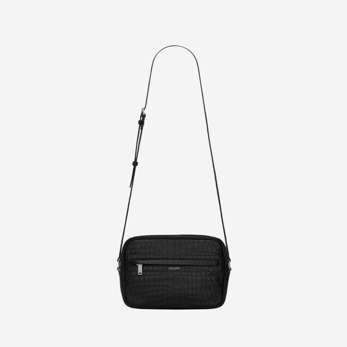 Saint Laurent Camp Camera Bag In Crocodile-Embossed Leather Black 상세 이미지 1