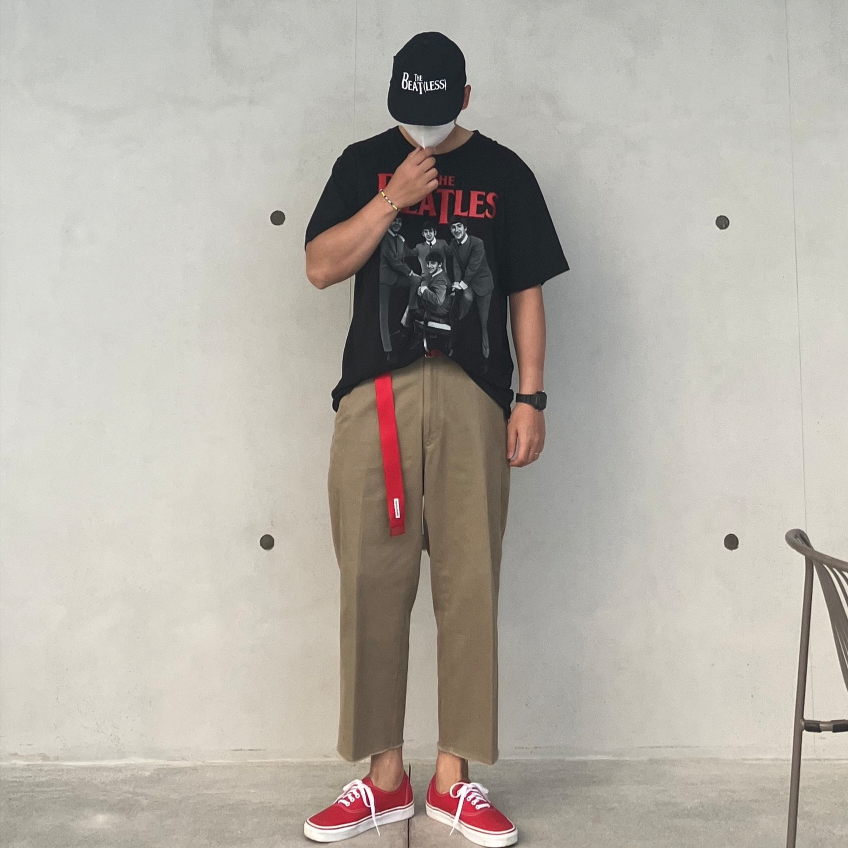 Vans Vault OG Authentic LX Red 착용 스타일