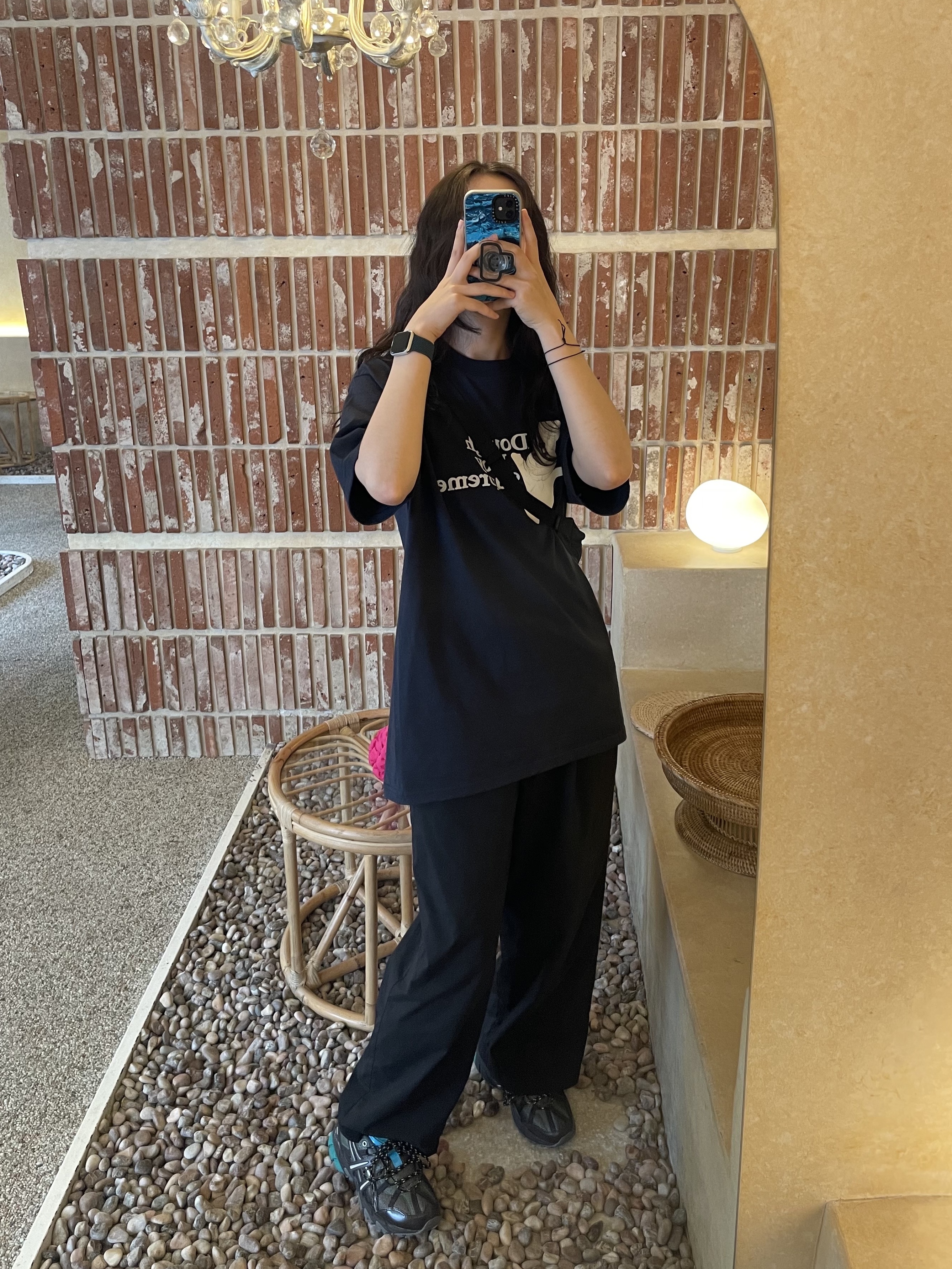 Supreme Doughboy T-Shirt Navy - 22FW, (W) Asics x Matin Kim Gel-Sonoma 15-50 Black Pure Silver 착용 스타일 - 1