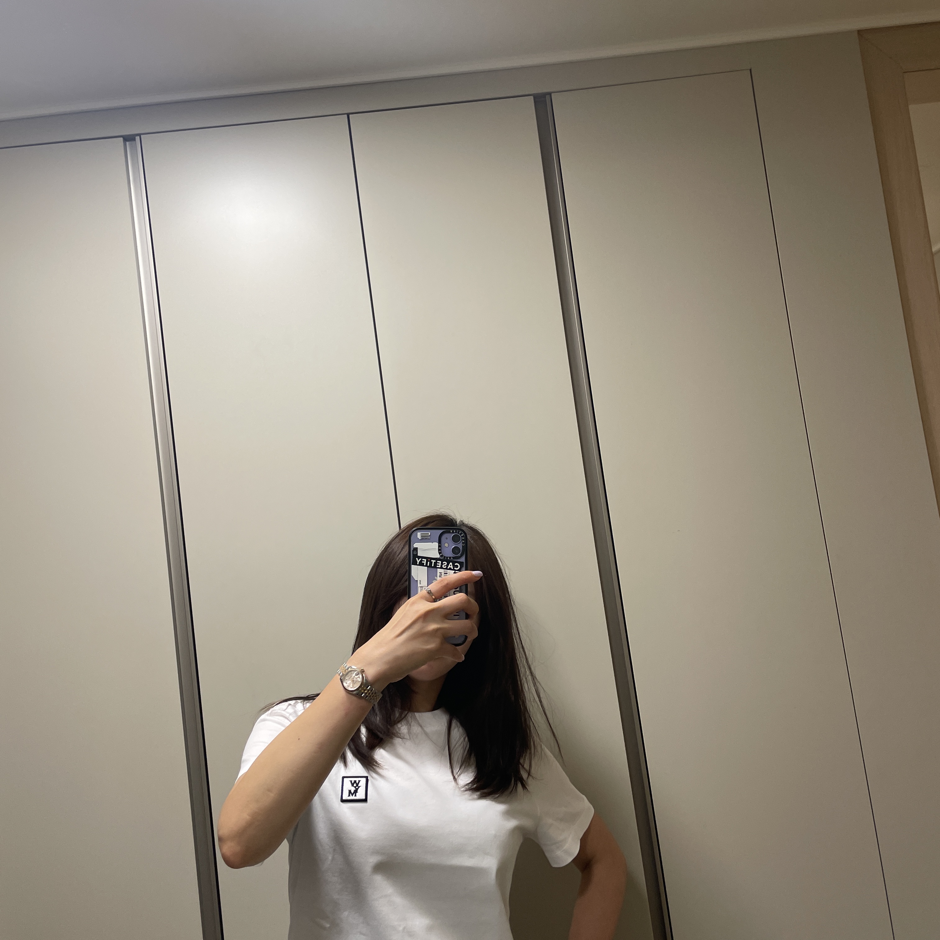 Wooyoungmi Cotton Back Logo T-shirt White - 23SS 착용 스타일 - 2