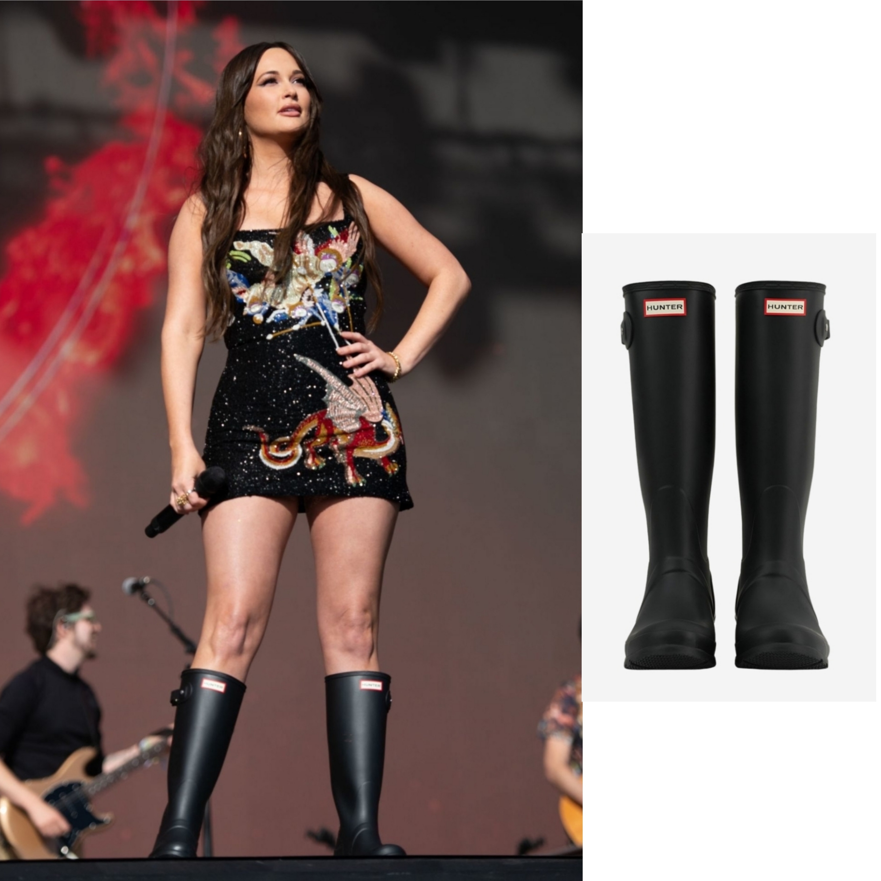(W) Hunter Play Tall Wellington Rain Boots Black, (W) Hunter Original Tall Rain Boots Black 착용 스타일