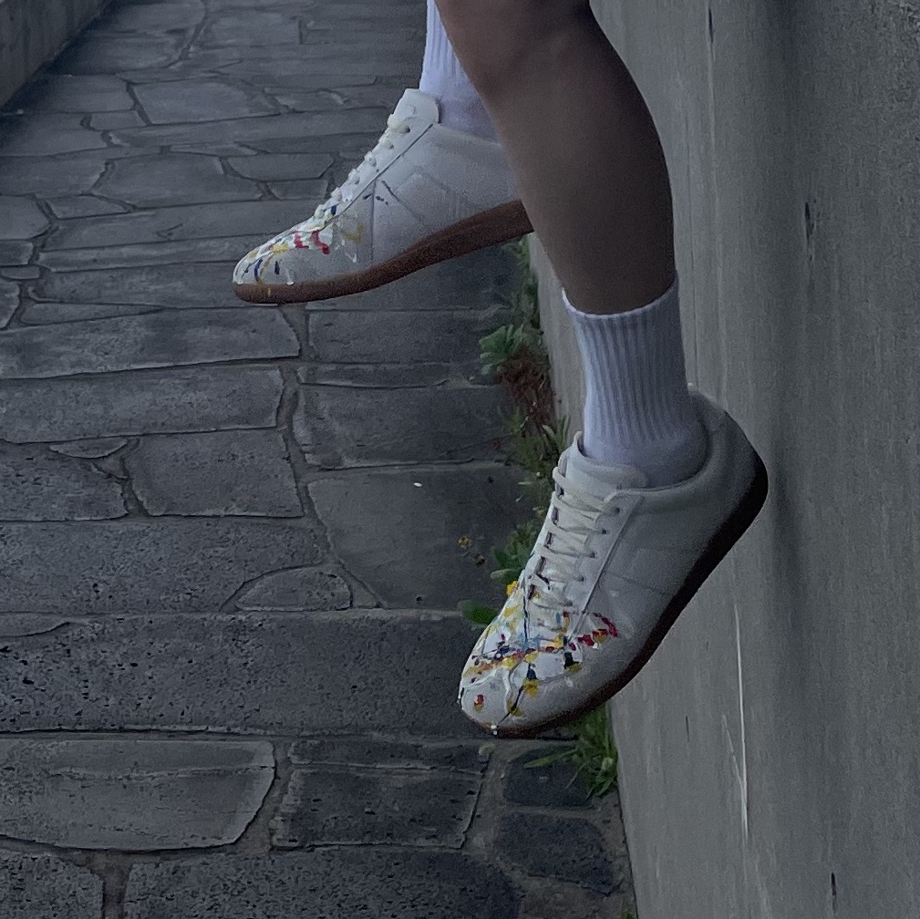 Maison Margiela Cotton Paint Drop Replica Sneakers 착용 스타일