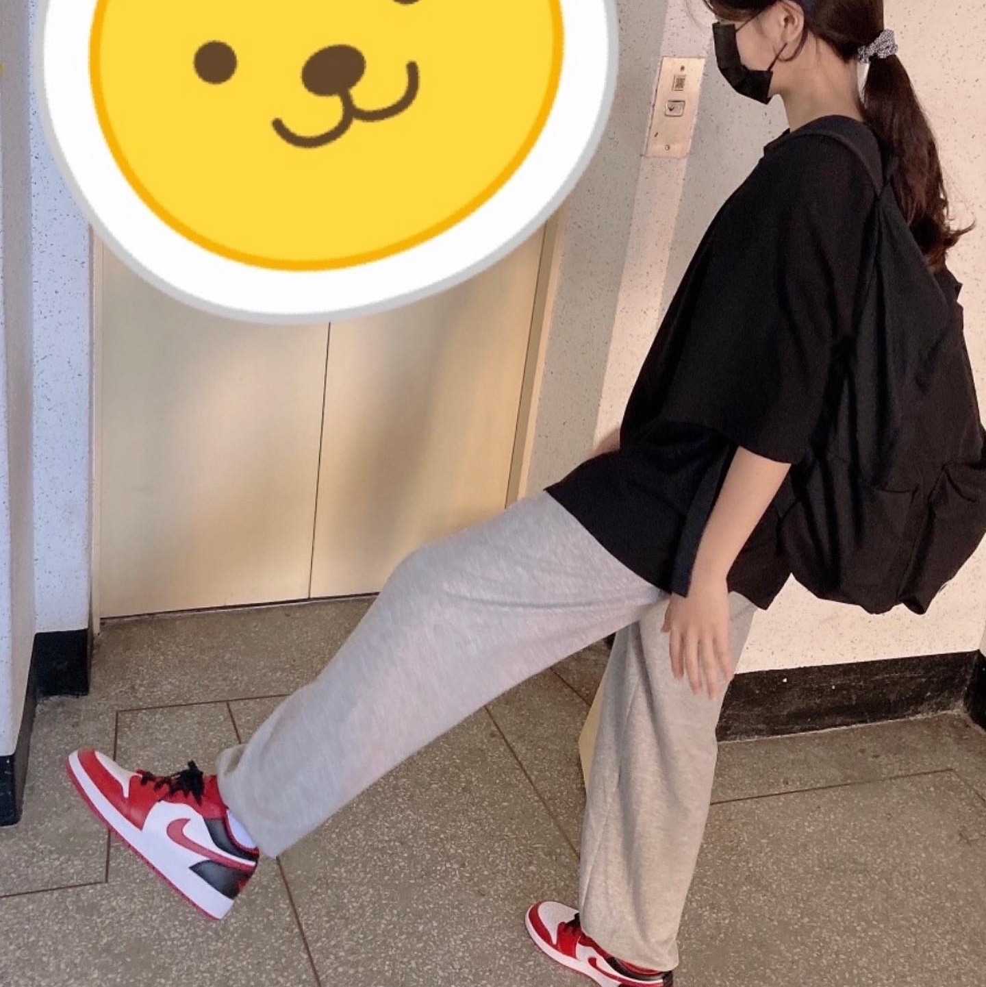 (GS) Jordan 1 Low White Gym Red Black 착용 스타일