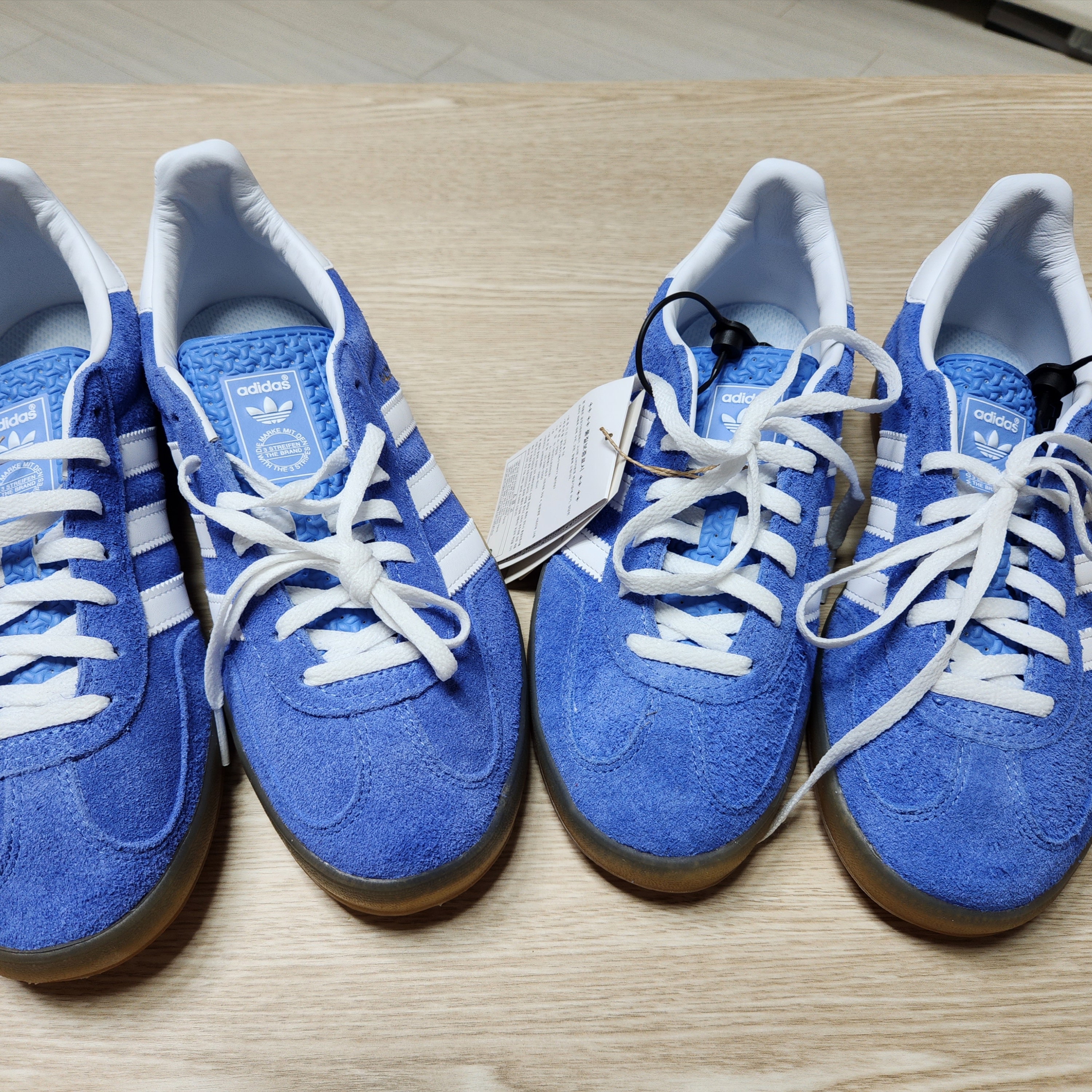 (W) Adidas Gazelle Indoor Blue Fusion Cloud White 착용 스타일