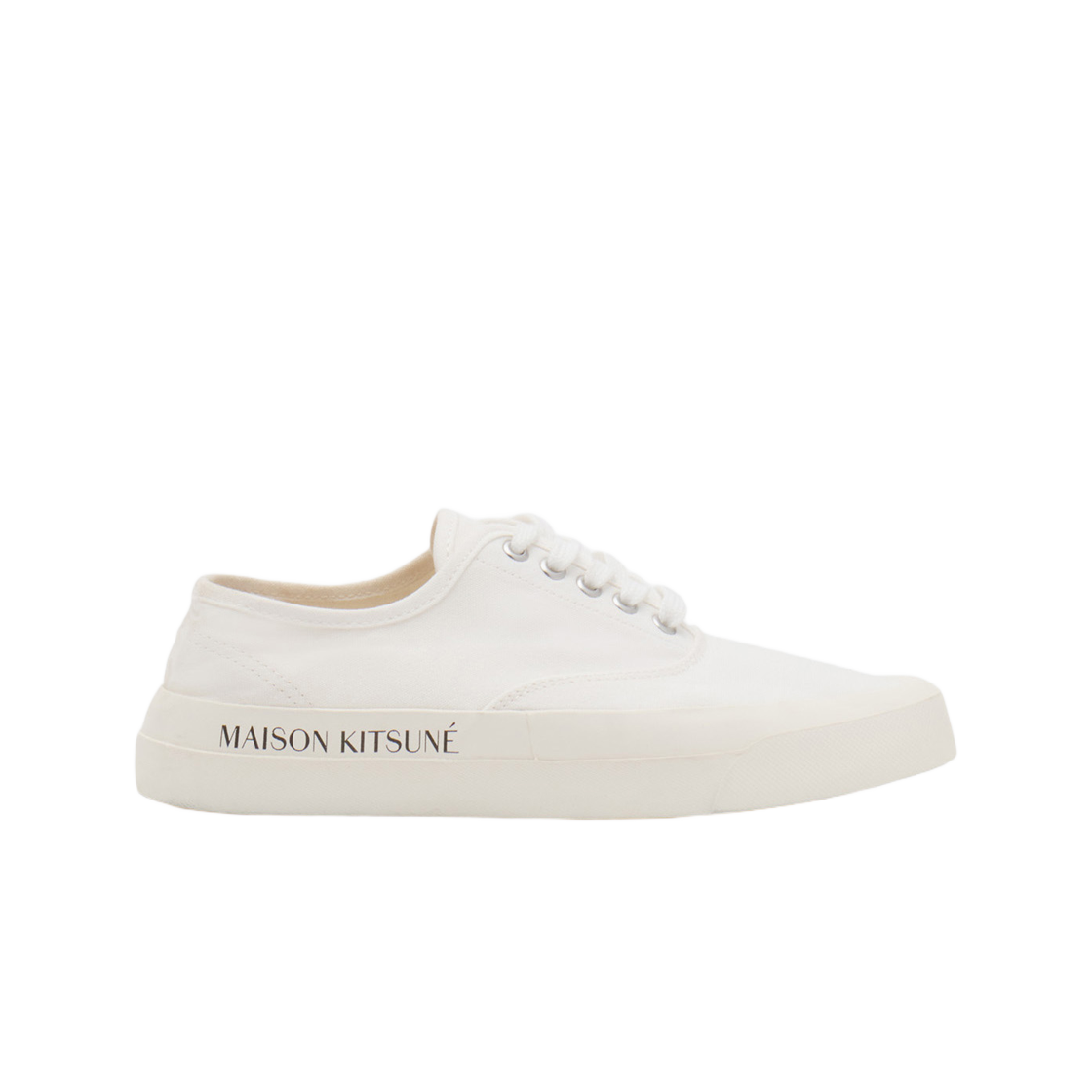 메종 키츠네 MK 프린티드 솔 캔버스 레이스 스니커즈 화이트(Maison Kitsune Mk Printed Sole Canvas Laced Sneakers White)