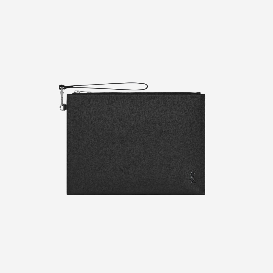 Saint Laurent Cassandre Shadow Zipped Tablet Holder in Grained Leather Black 상세 이미지 1