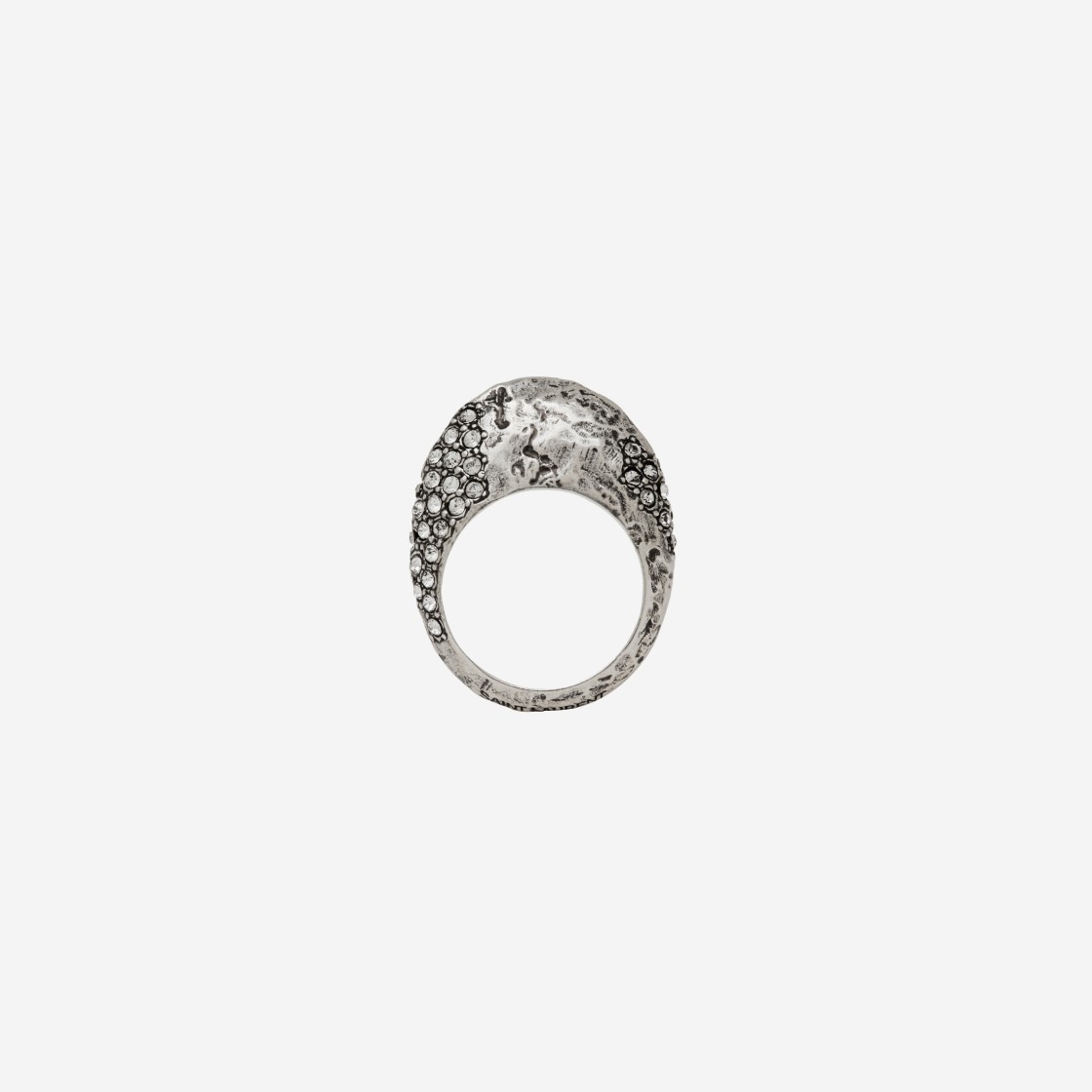 (W) Saint Laurent Bumpy Rhinestone Ring In Metal Oxidized Silver And Crystal 상세 이미지 1