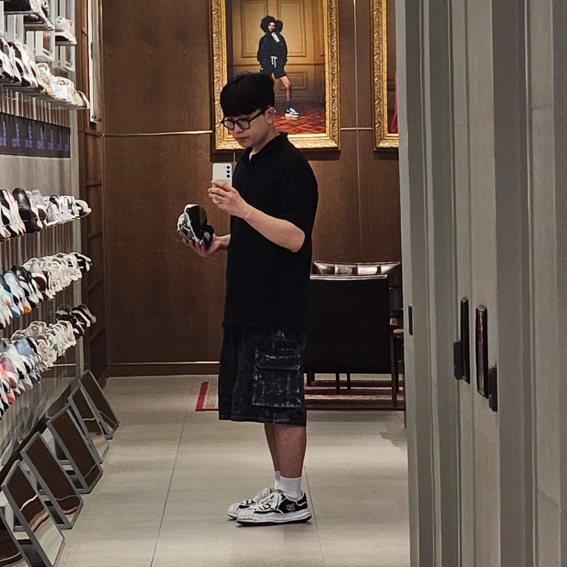 Maison Mihara Yasuhiro Blakey OG Sole OH Canvas Low-top Sneakers Black 착용 스타일