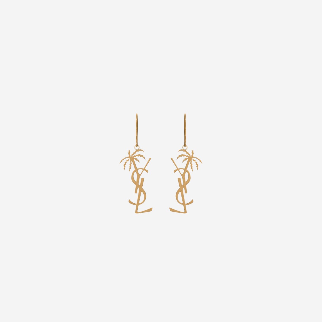 (W) Saint Laurent Cassandre Palm Earrings in Metal Gold 상세 이미지 1