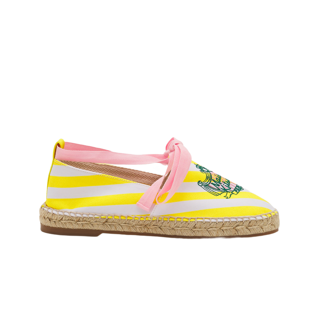 (W) 메종 키츠네 풀사이드 스트라이프 에스파드리유 레몬 스트라이프((W) Maison Kitsune Poolside Stripes Espadrilles Lemon Stripes)