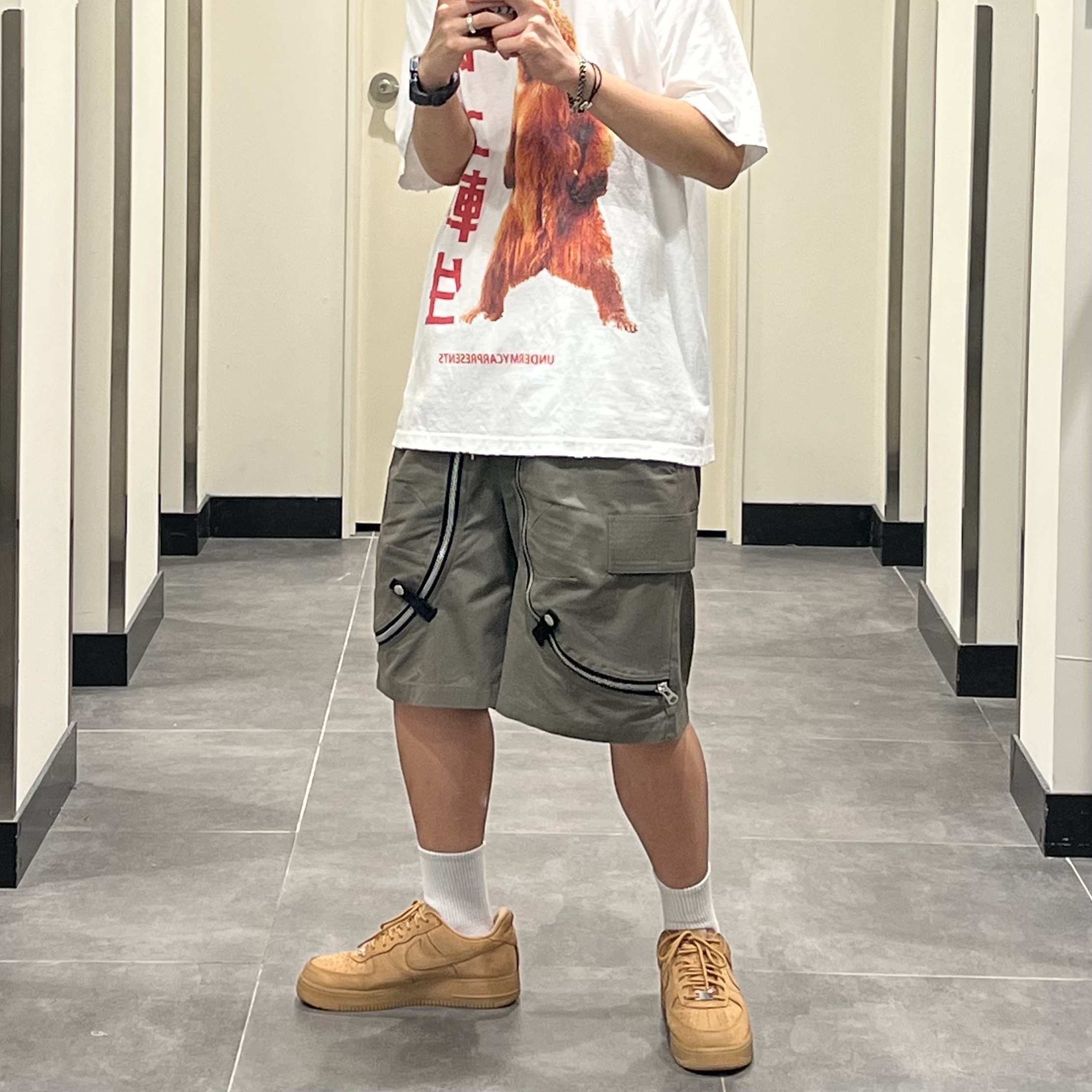 Undermycar 穢土轉生 Graphic T-Shirt White - 23SS, Nike x Supreme Air Force 1 Low Flax 착용 스타일