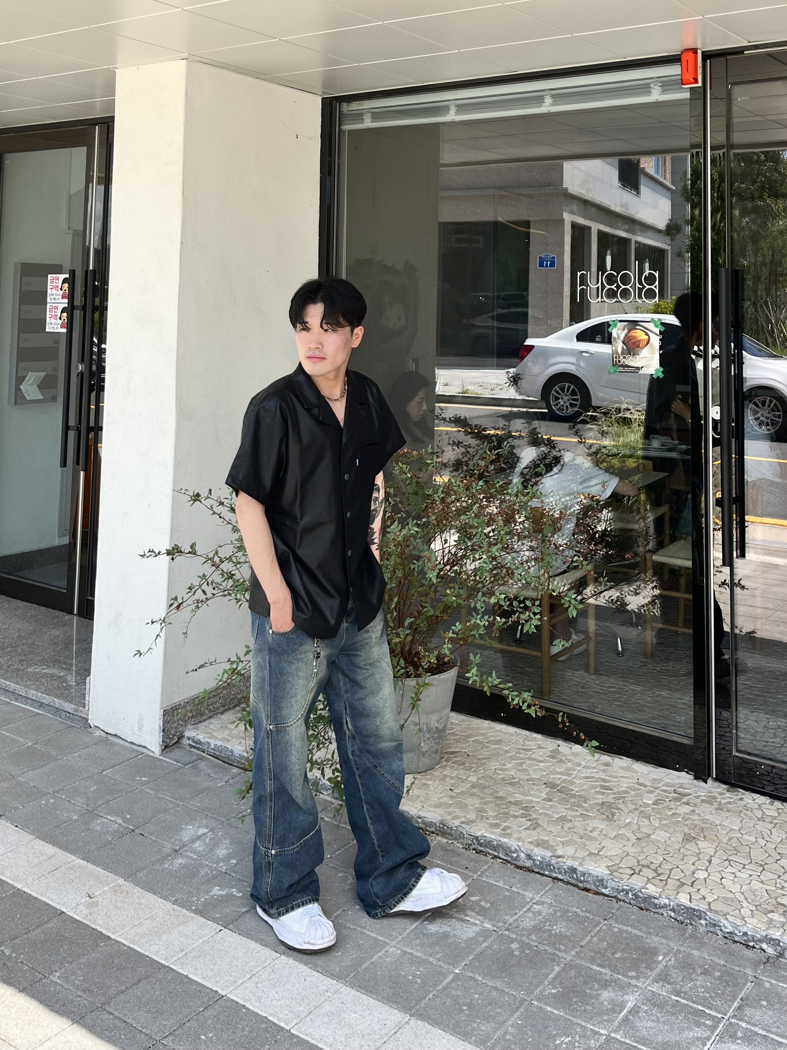 Maison Mihara Yasuhiro Blakey OG Sole Canvas Low-top Sneakers White 착용 스타일 - 1